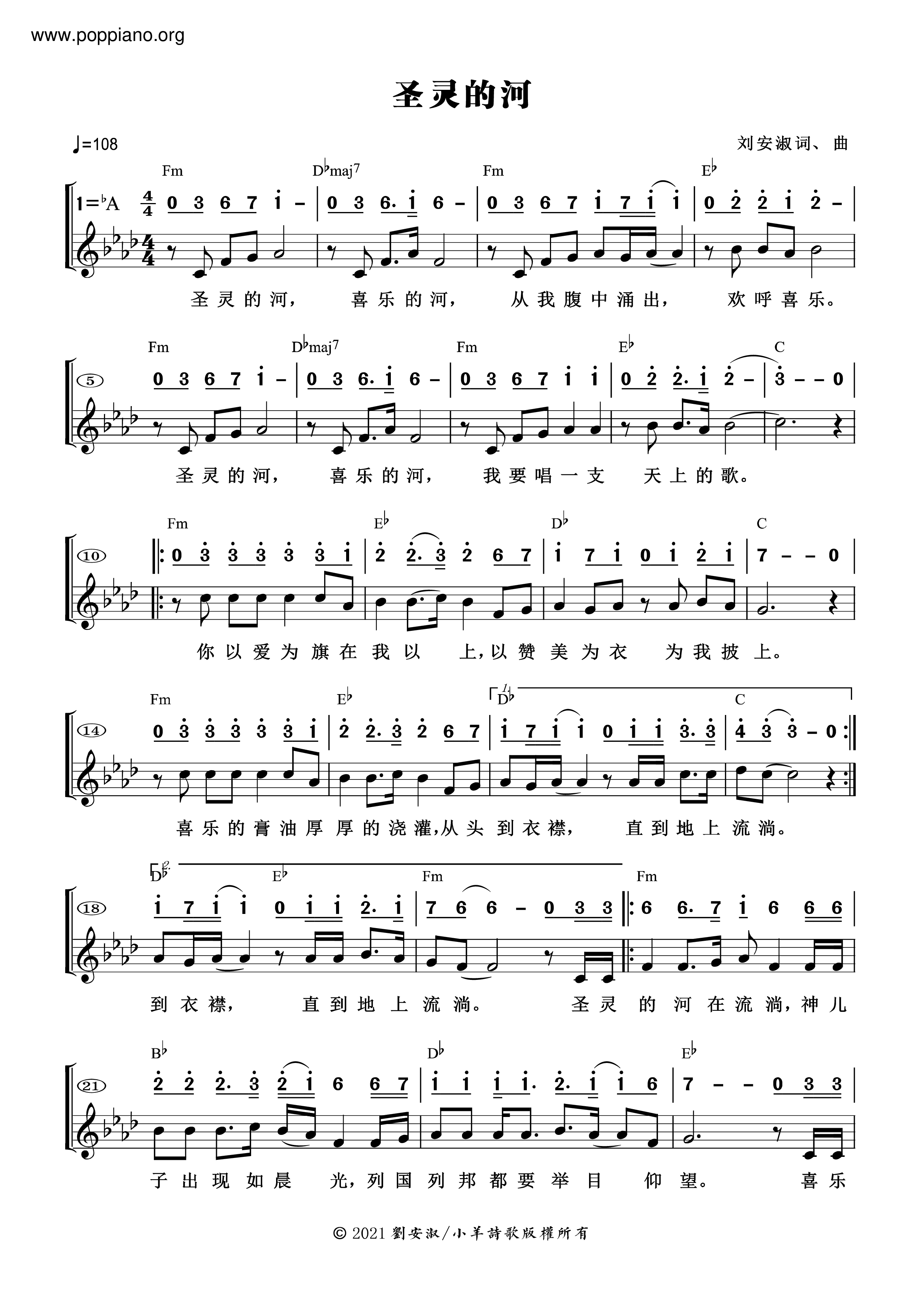 The River Of The Holy Spirit Score