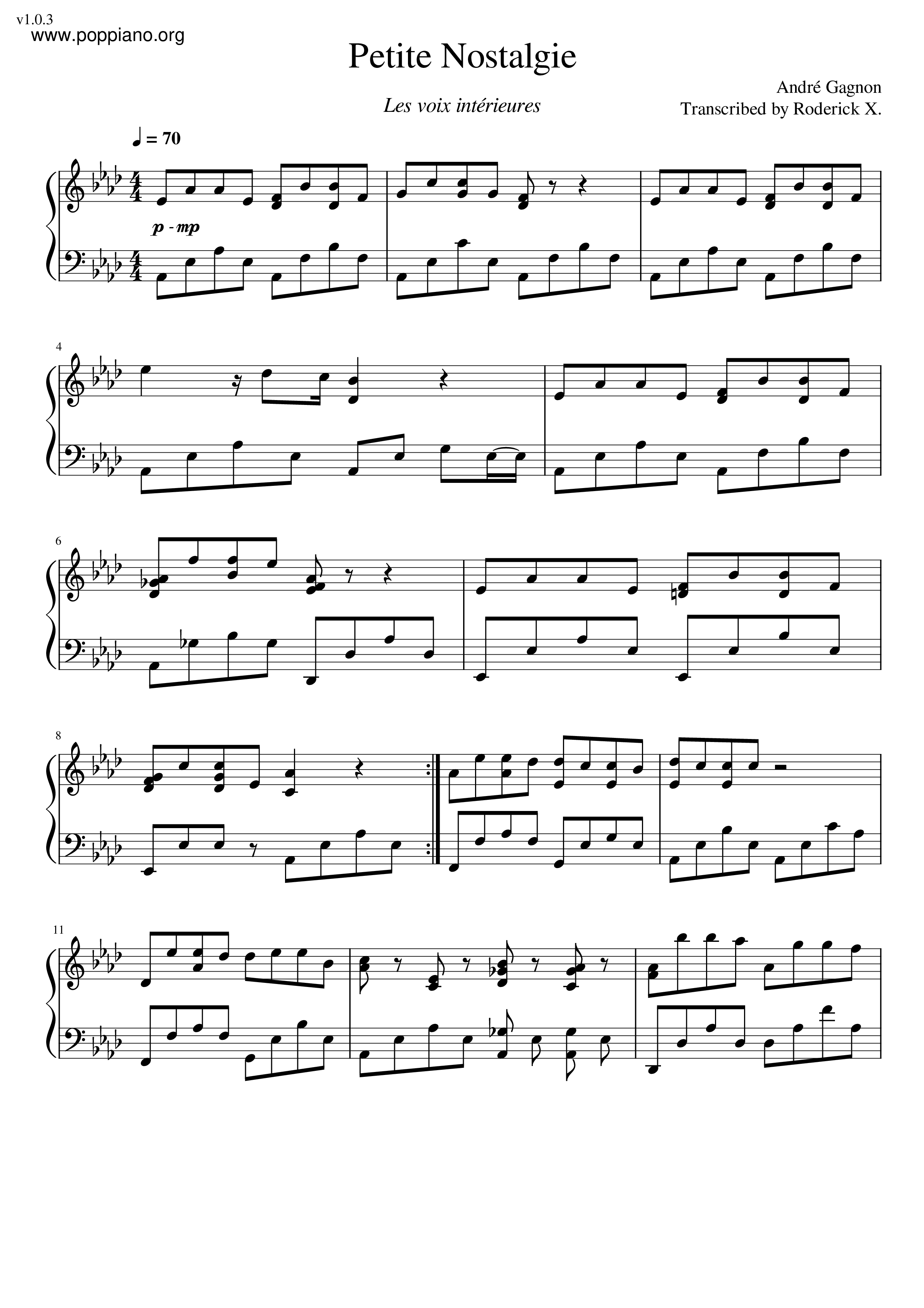 Petite Nostalgieピアノ譜