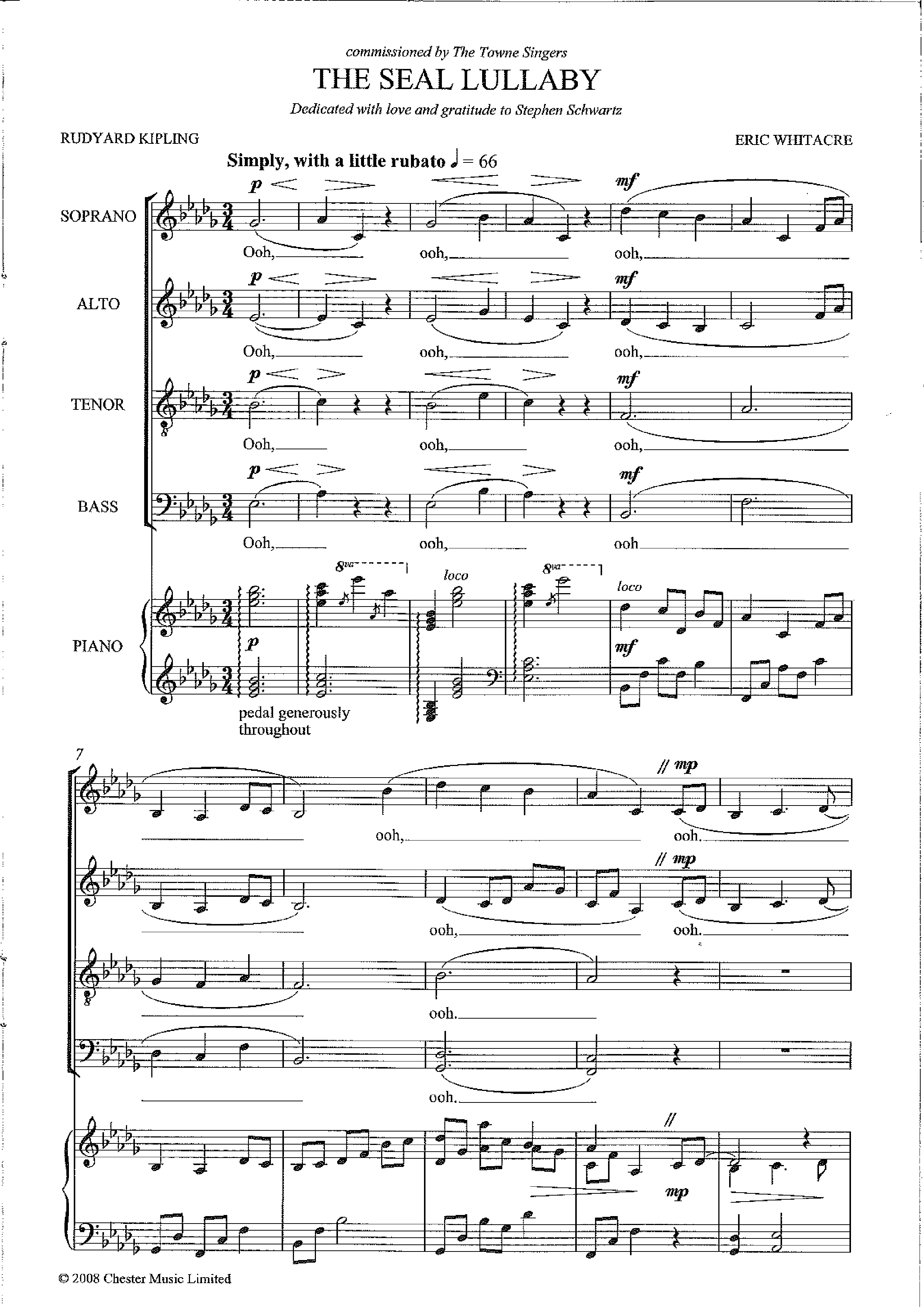 The Seal Lullaby Score