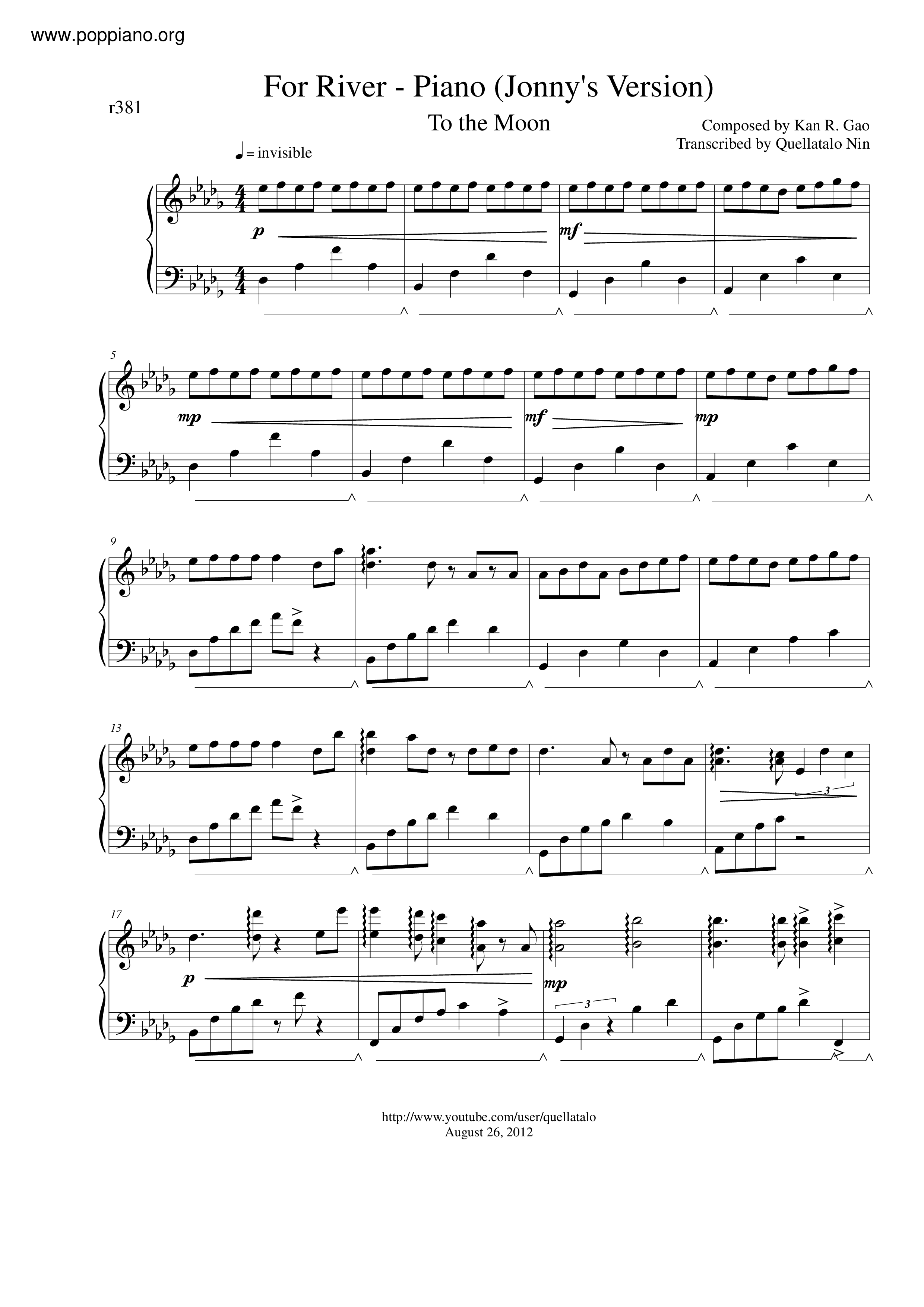 For River - Johnny's Version Score