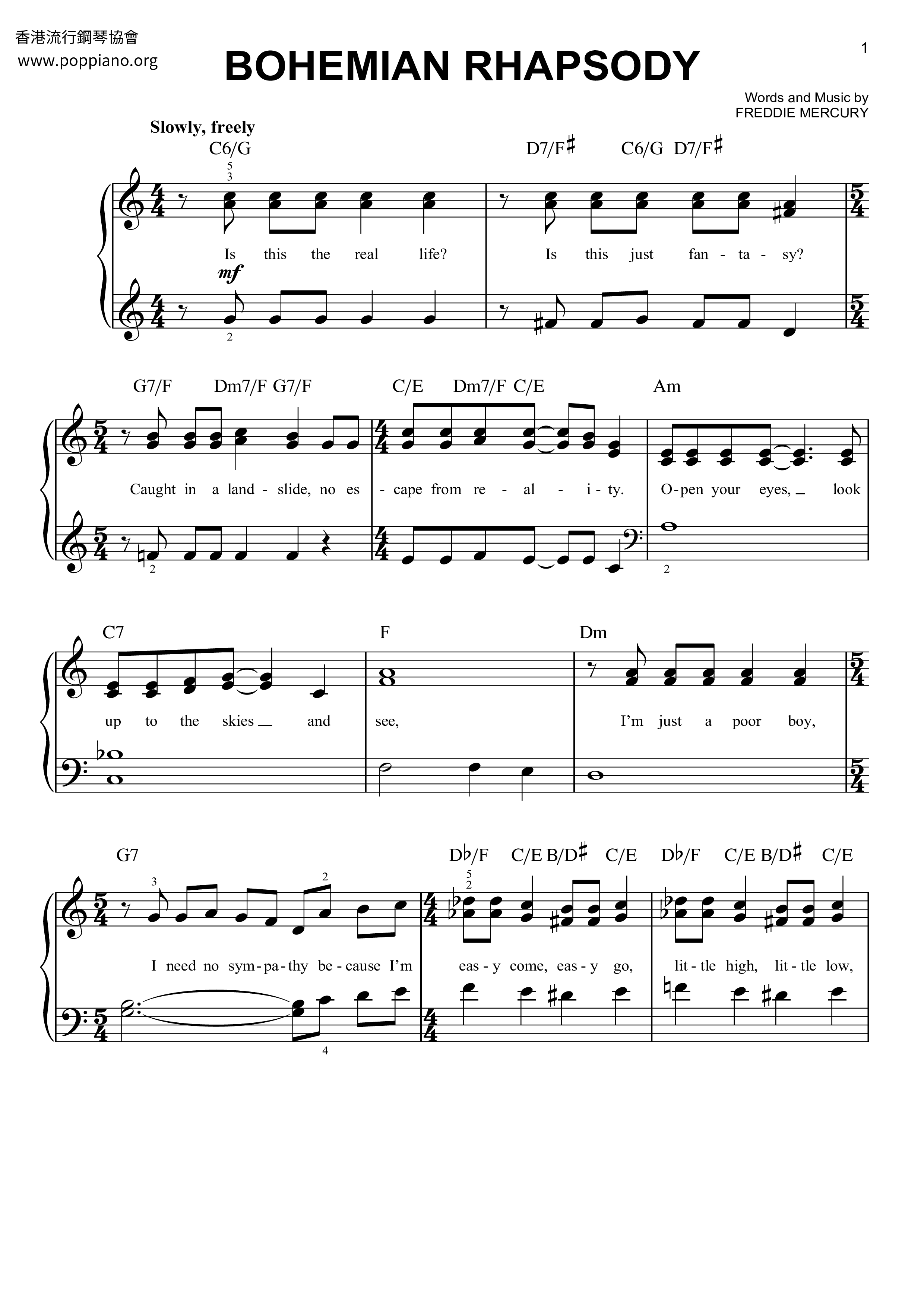 Bohemian Rhapsody Score