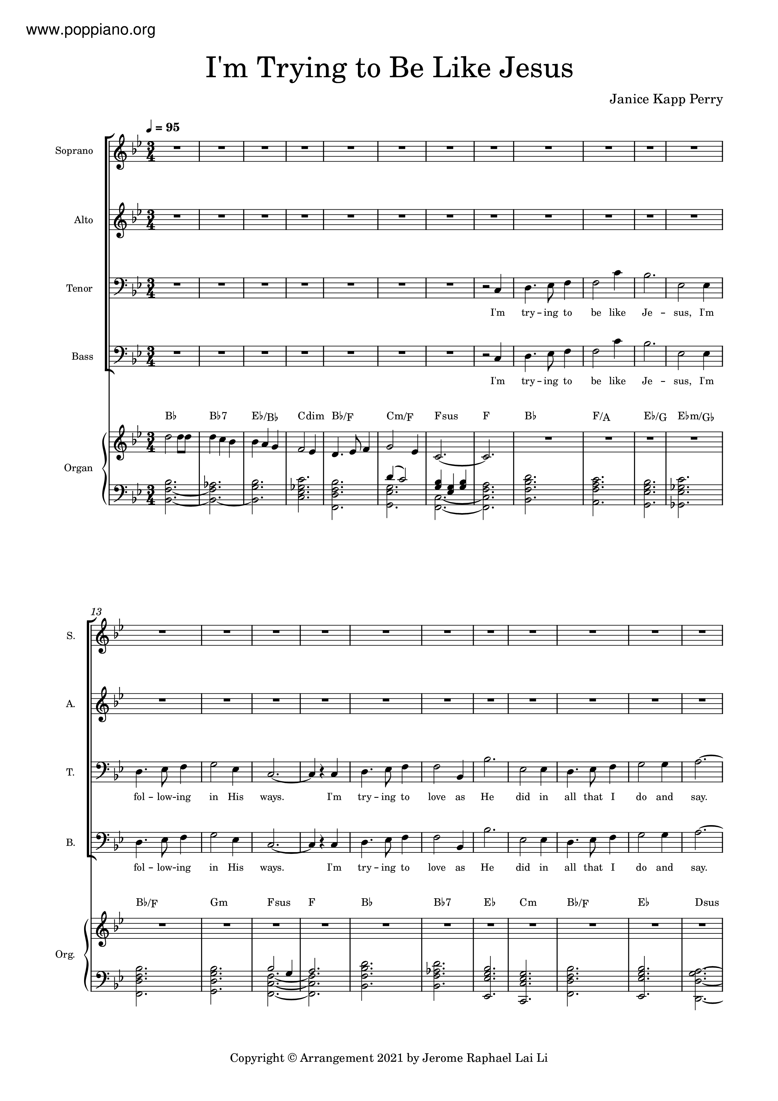 I'm Trying To Be Like Jesus Score