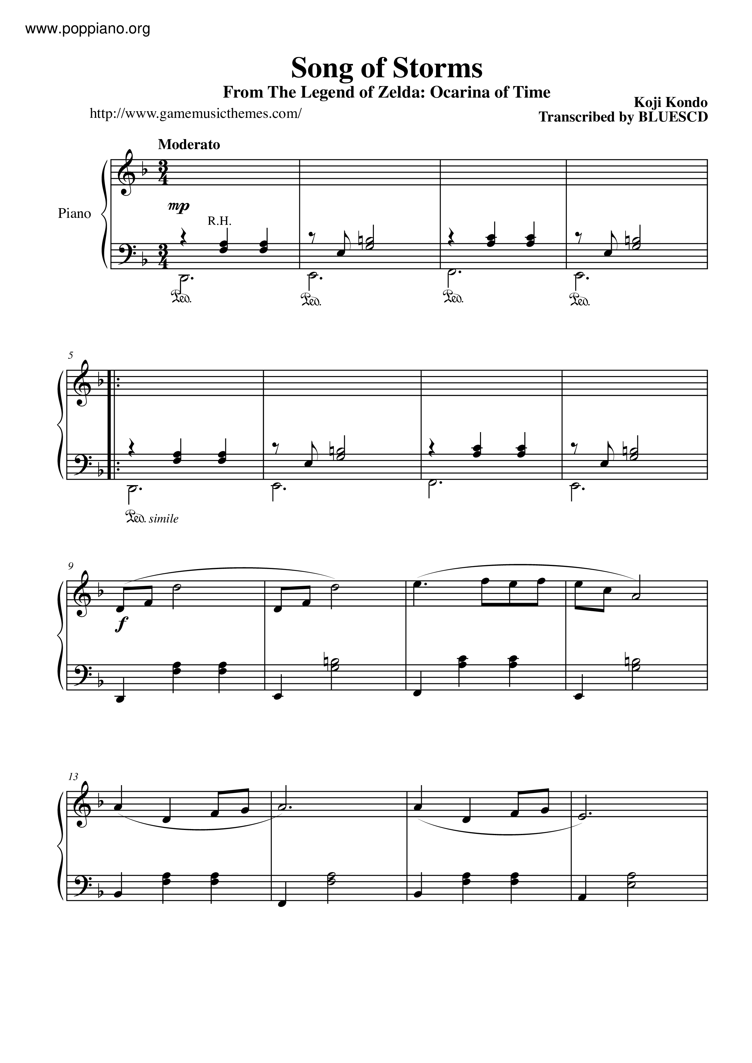 Song Of Storms Score