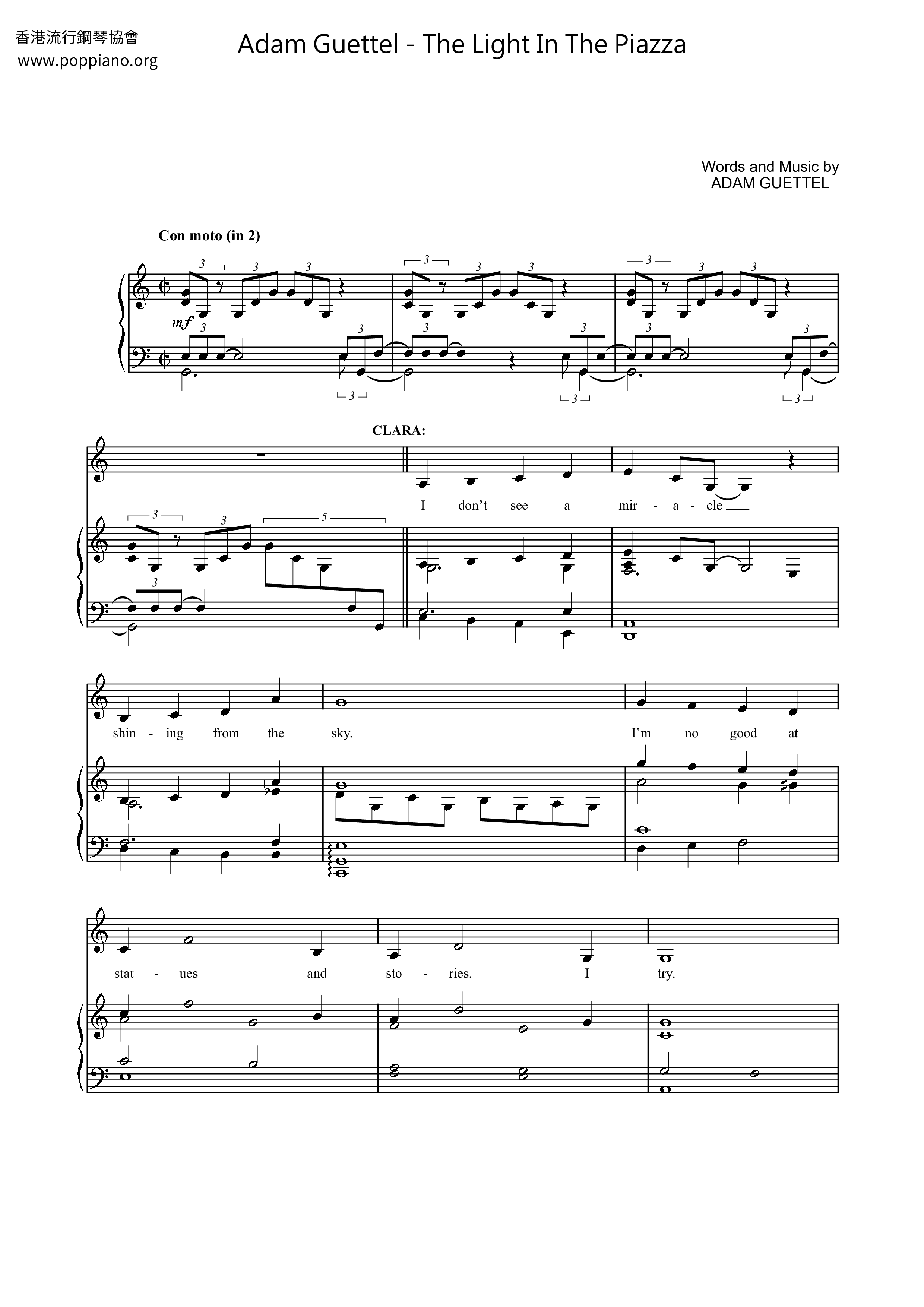 The Light In The Piazza Score