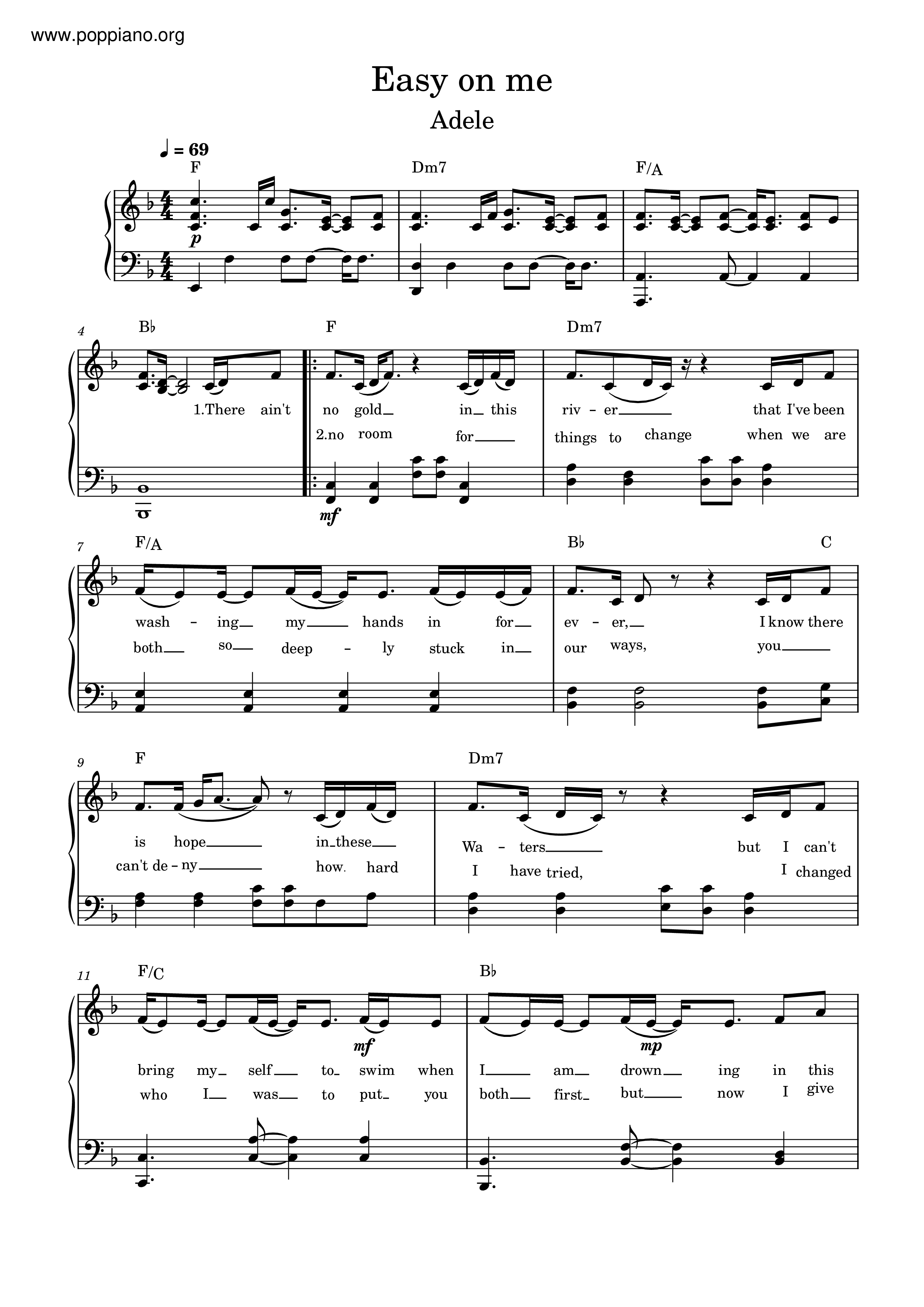 Easy On Me - Partitura para Piano Fácil en PDF - La Touche Musicale