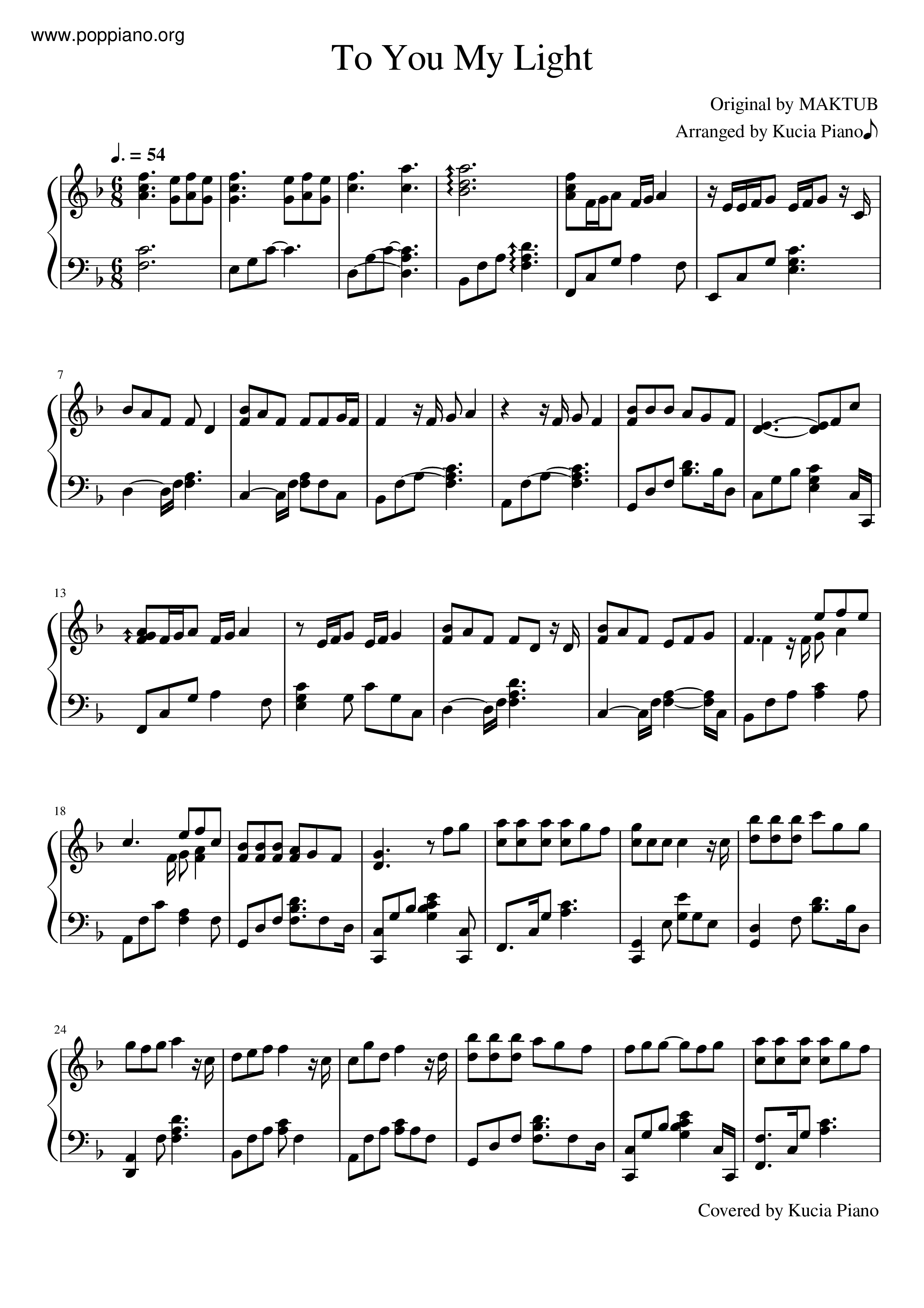 To You My Light琴譜