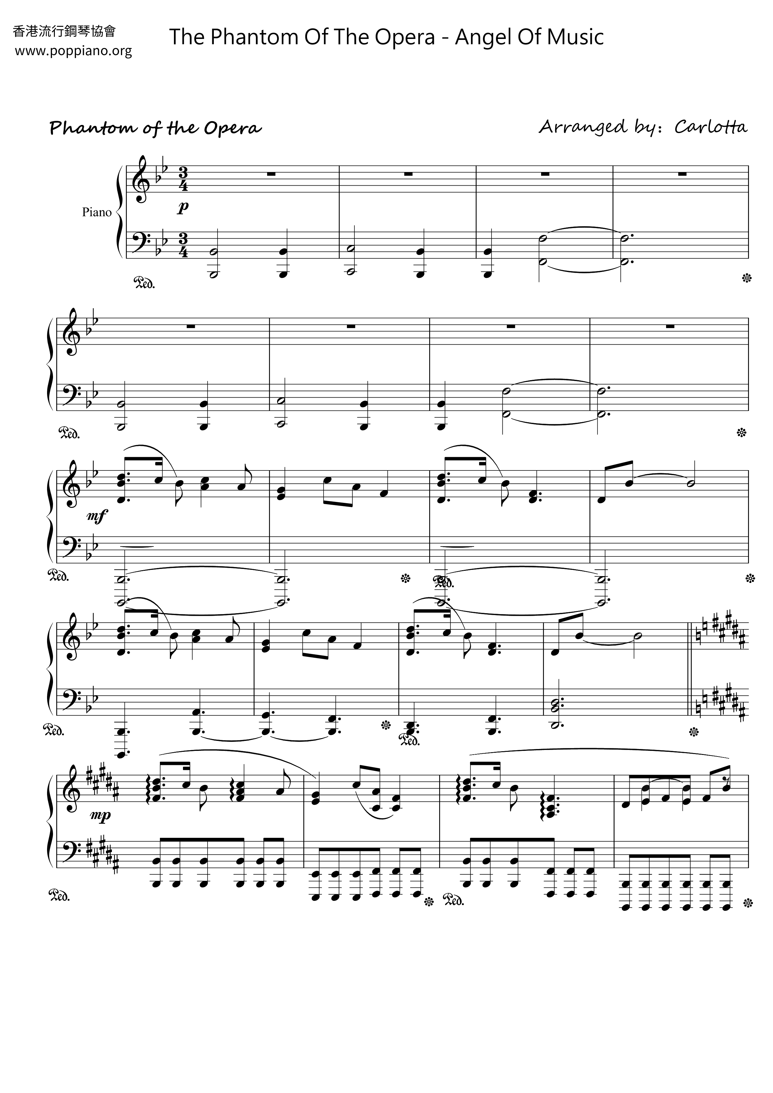 The Phantom Of The Opera-Music Of The Night Score
