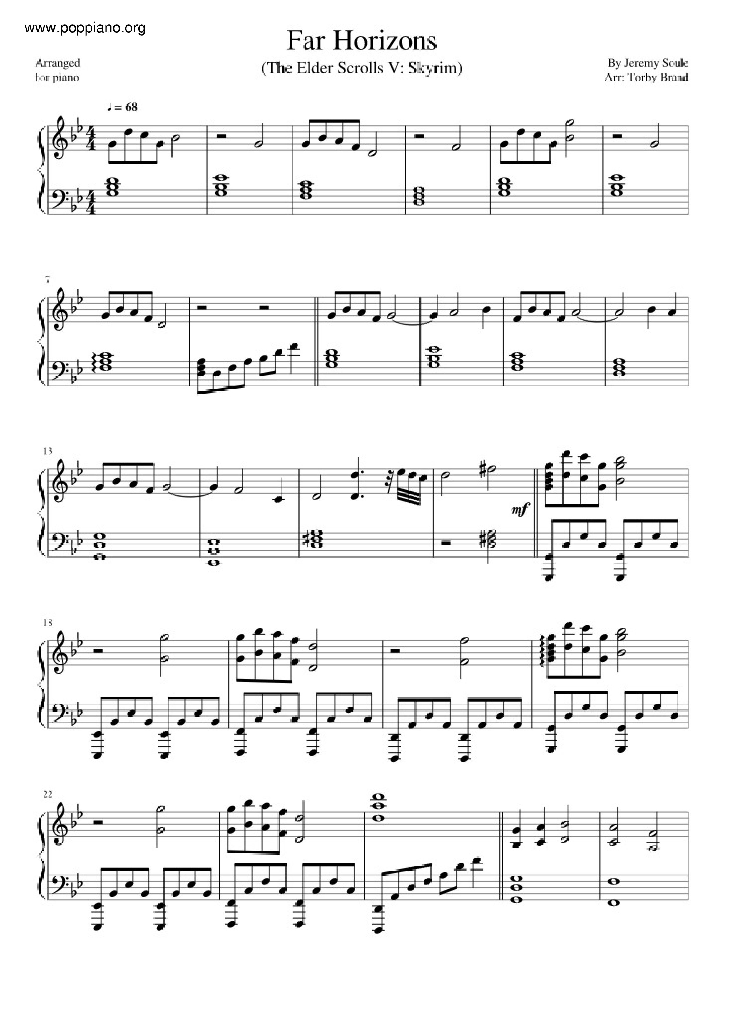 Skyrim - Far Horizonsピアノ譜