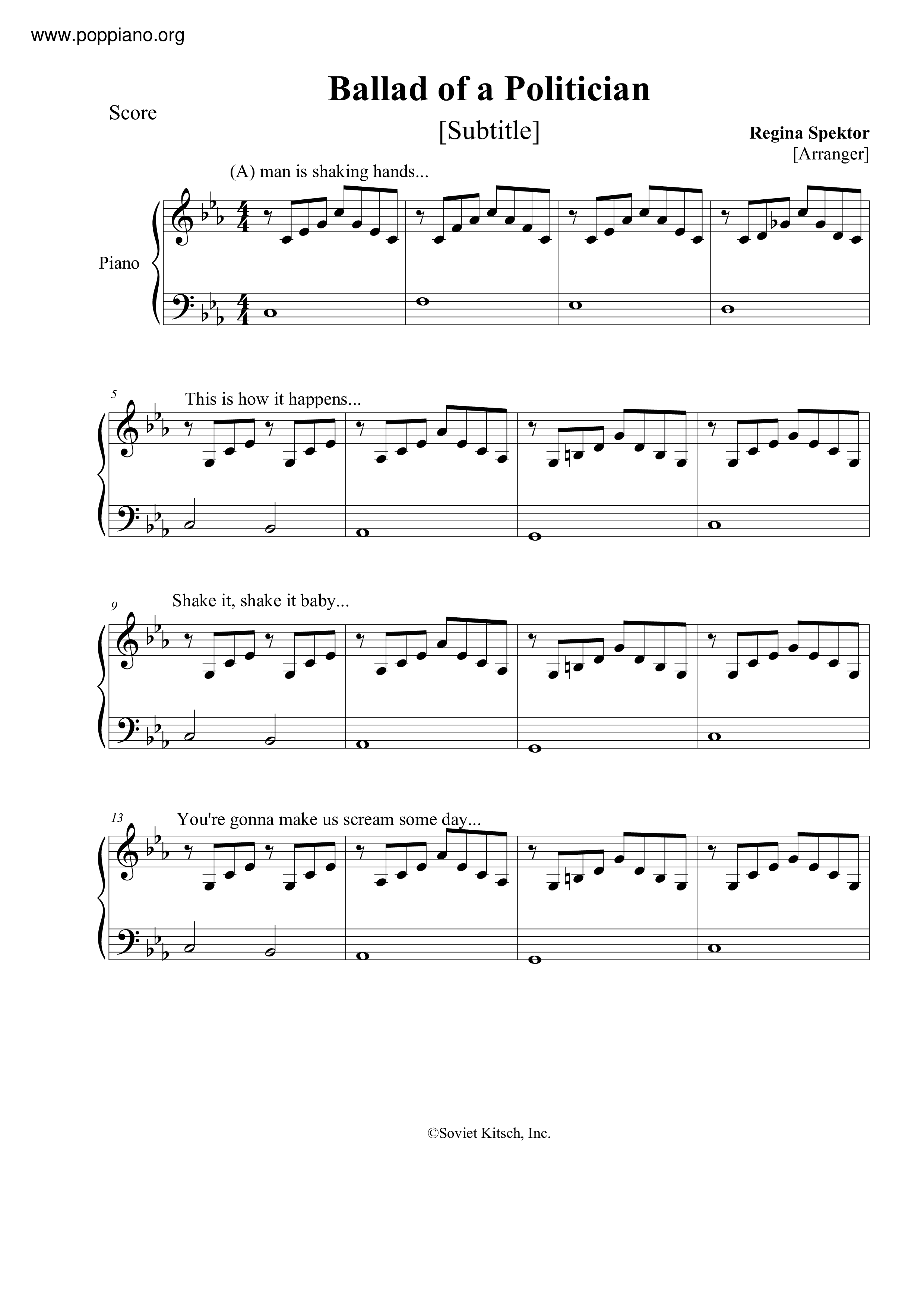 Ballad Of A Politician Score
