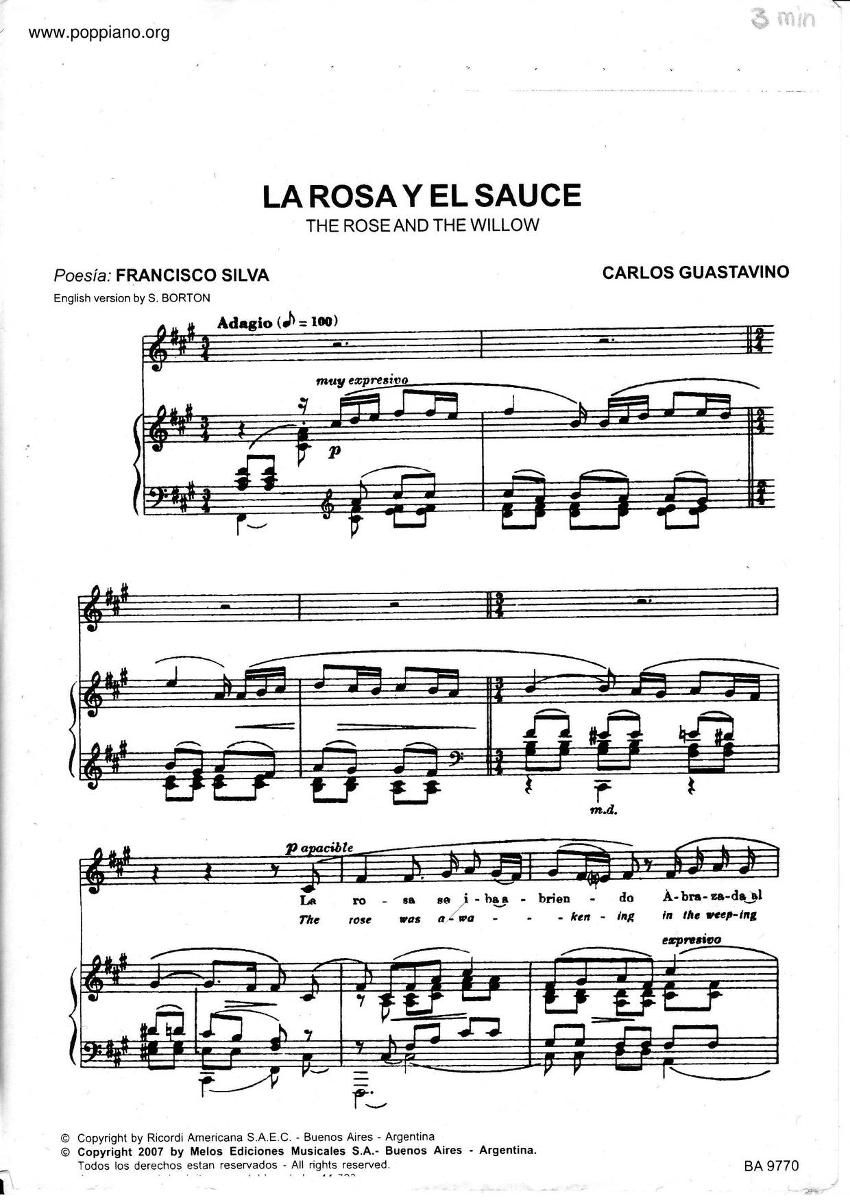 La Rosa Y El Sauce Score