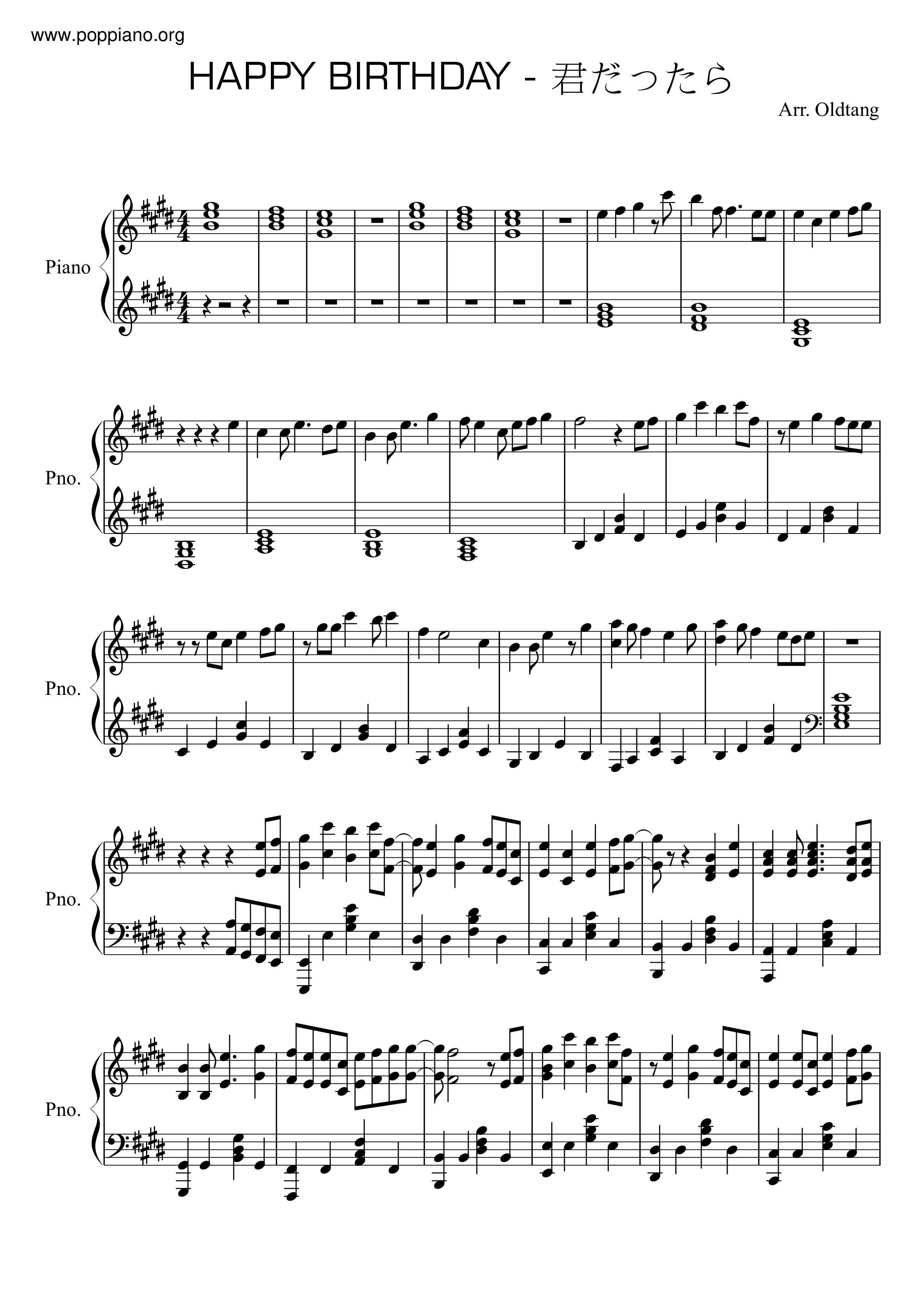 If You Were Score