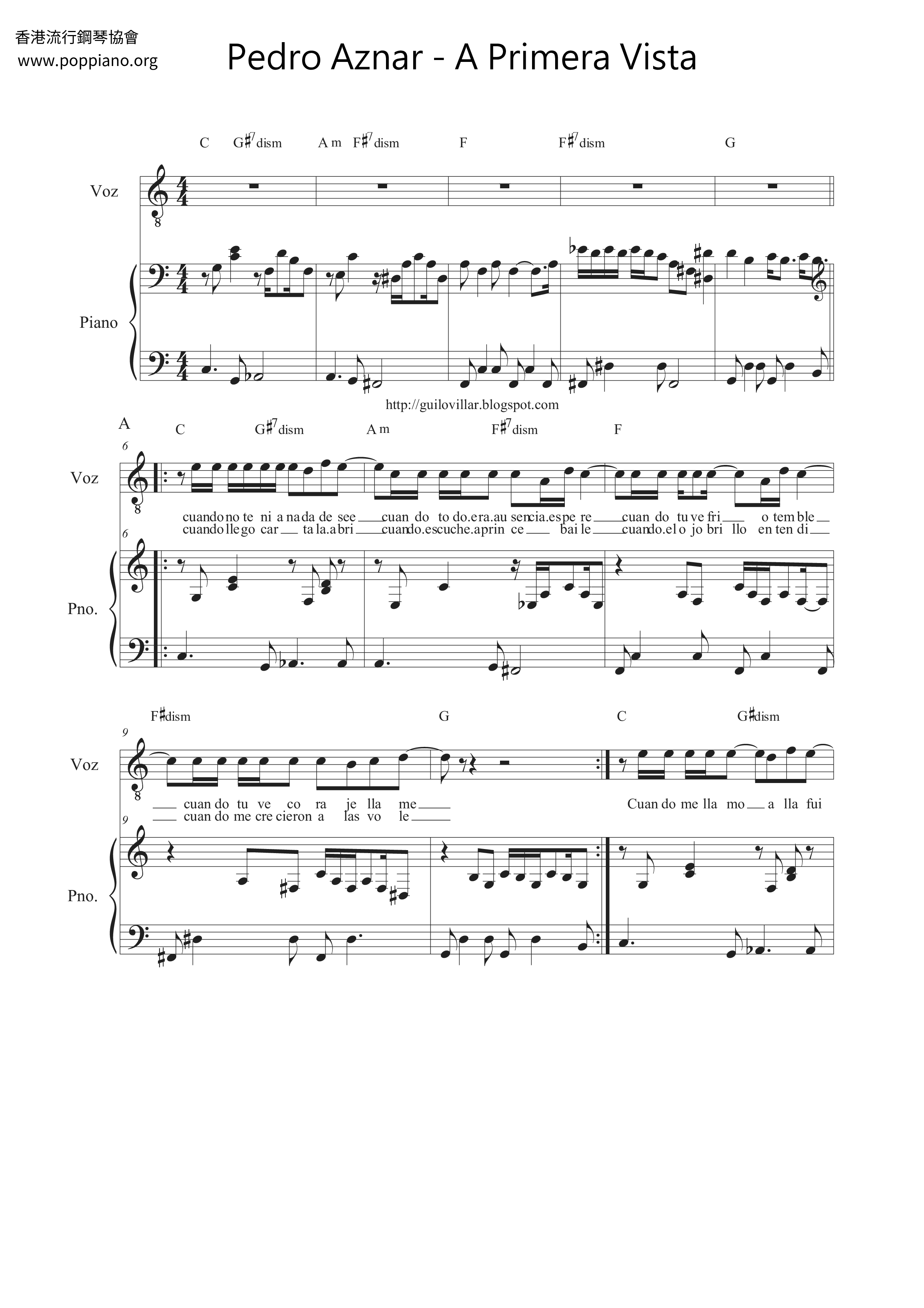 A Primera Vista Score