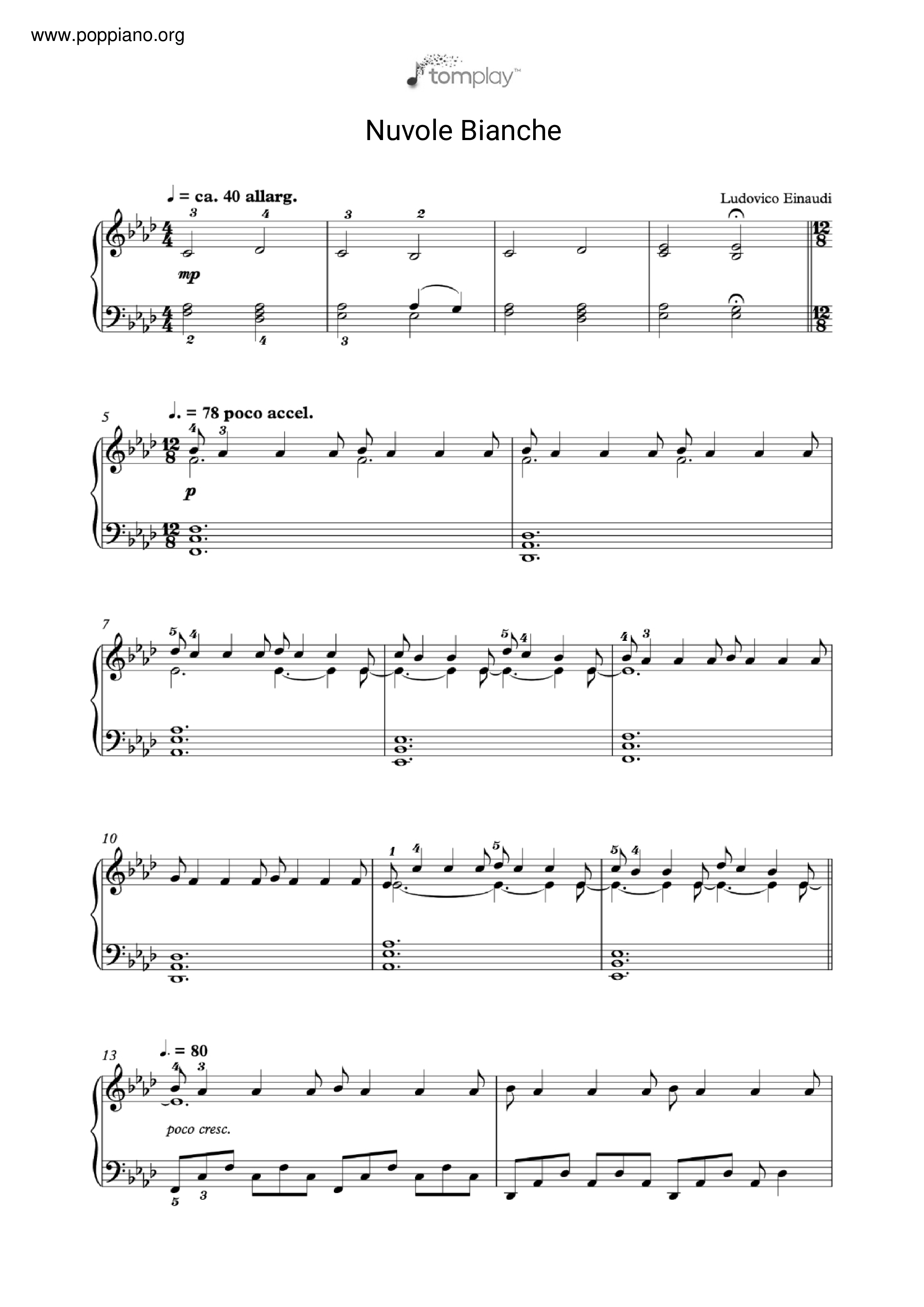 Nuvole Bianche Score
