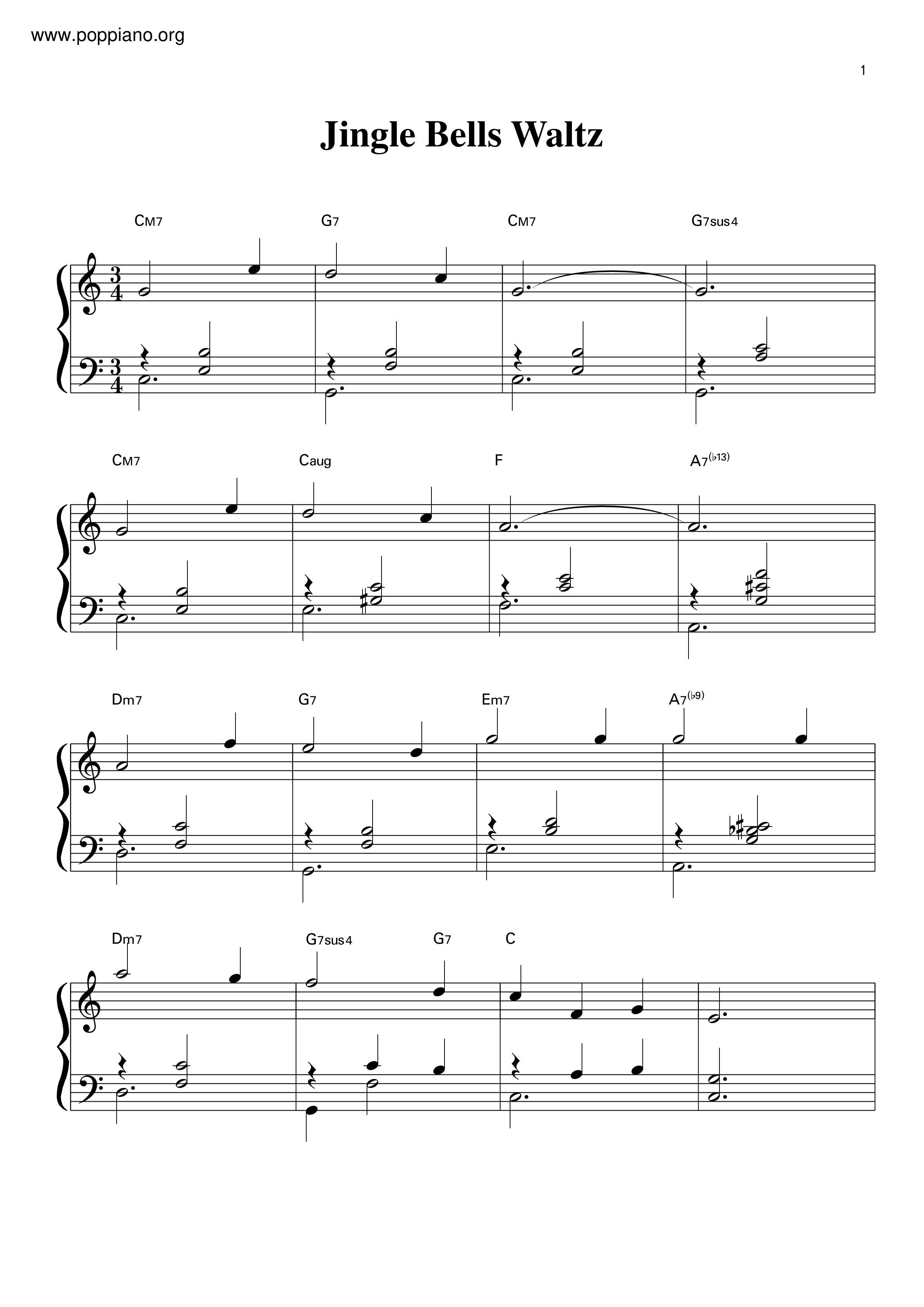 Jingle Bells Waltz Score