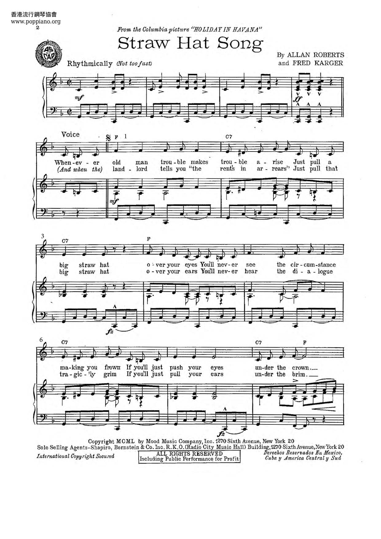 The Straw Hat Song Score
