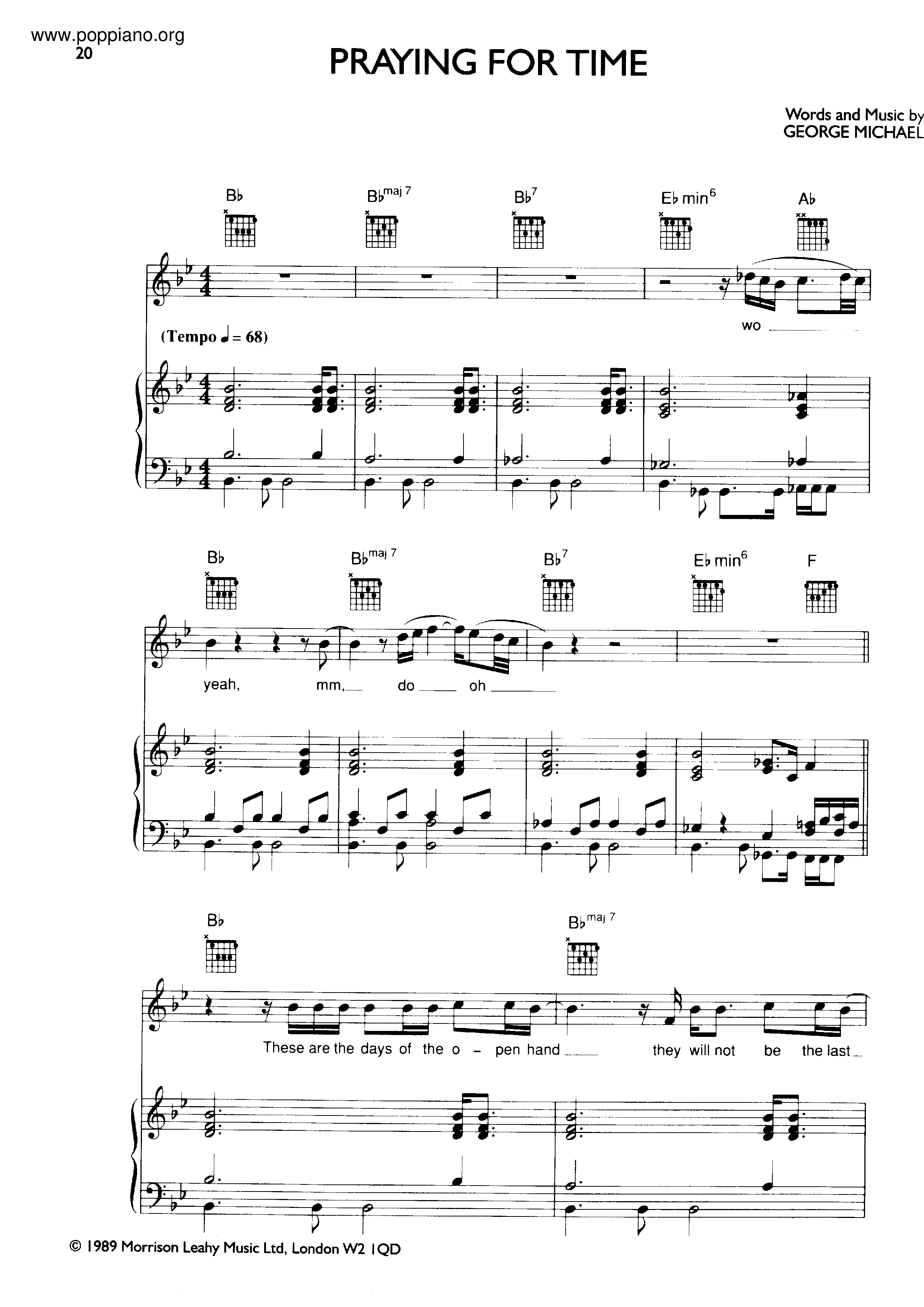 ☆ Michael-Praying For Time Sheet Music pdf, - Free Score Download ☆