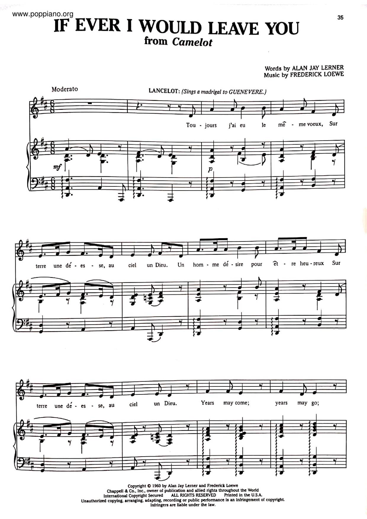If Ever I Would Leave You - Camelot琴譜