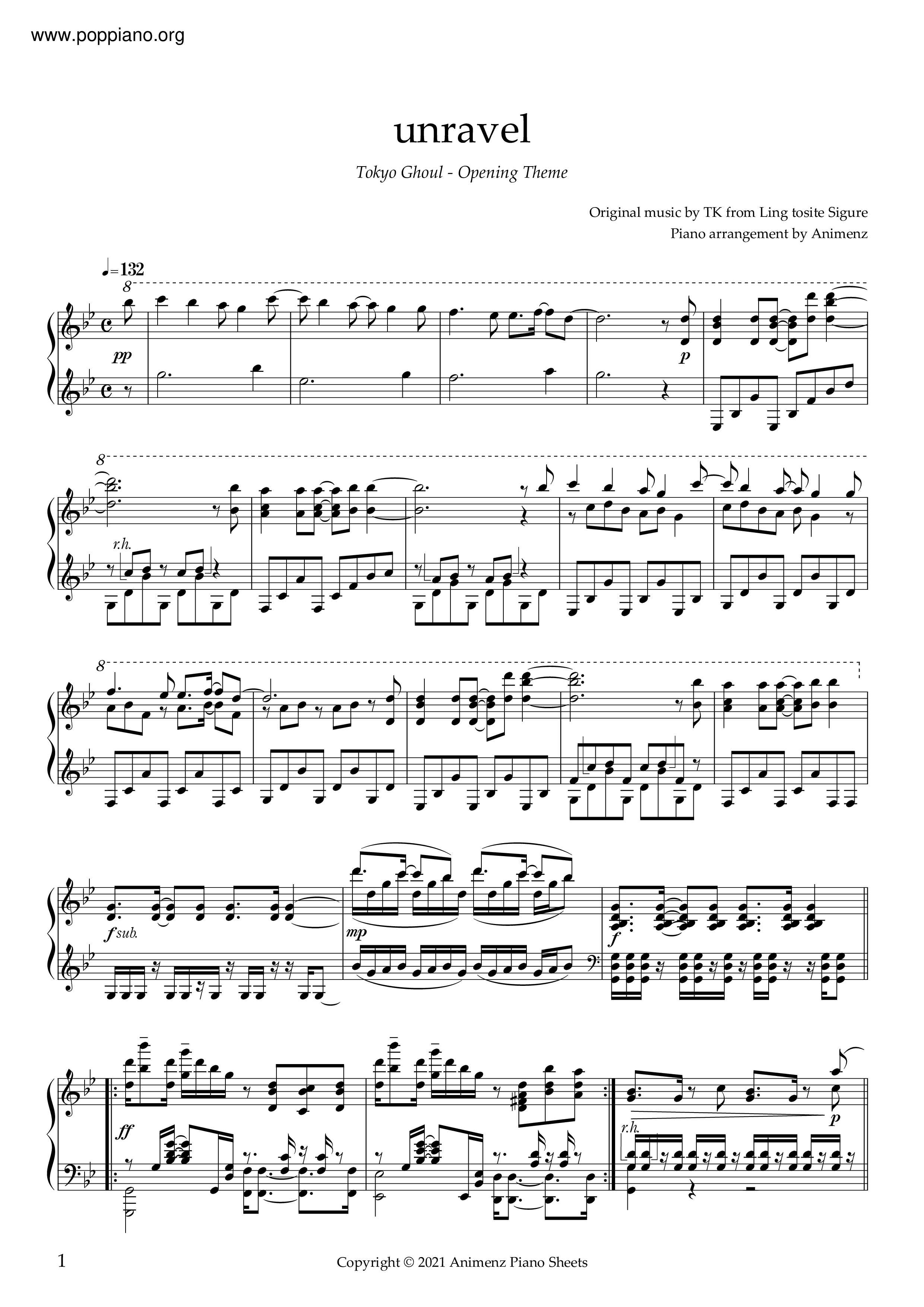 Play Unravel (Tokyo Ghoul) Music Sheet