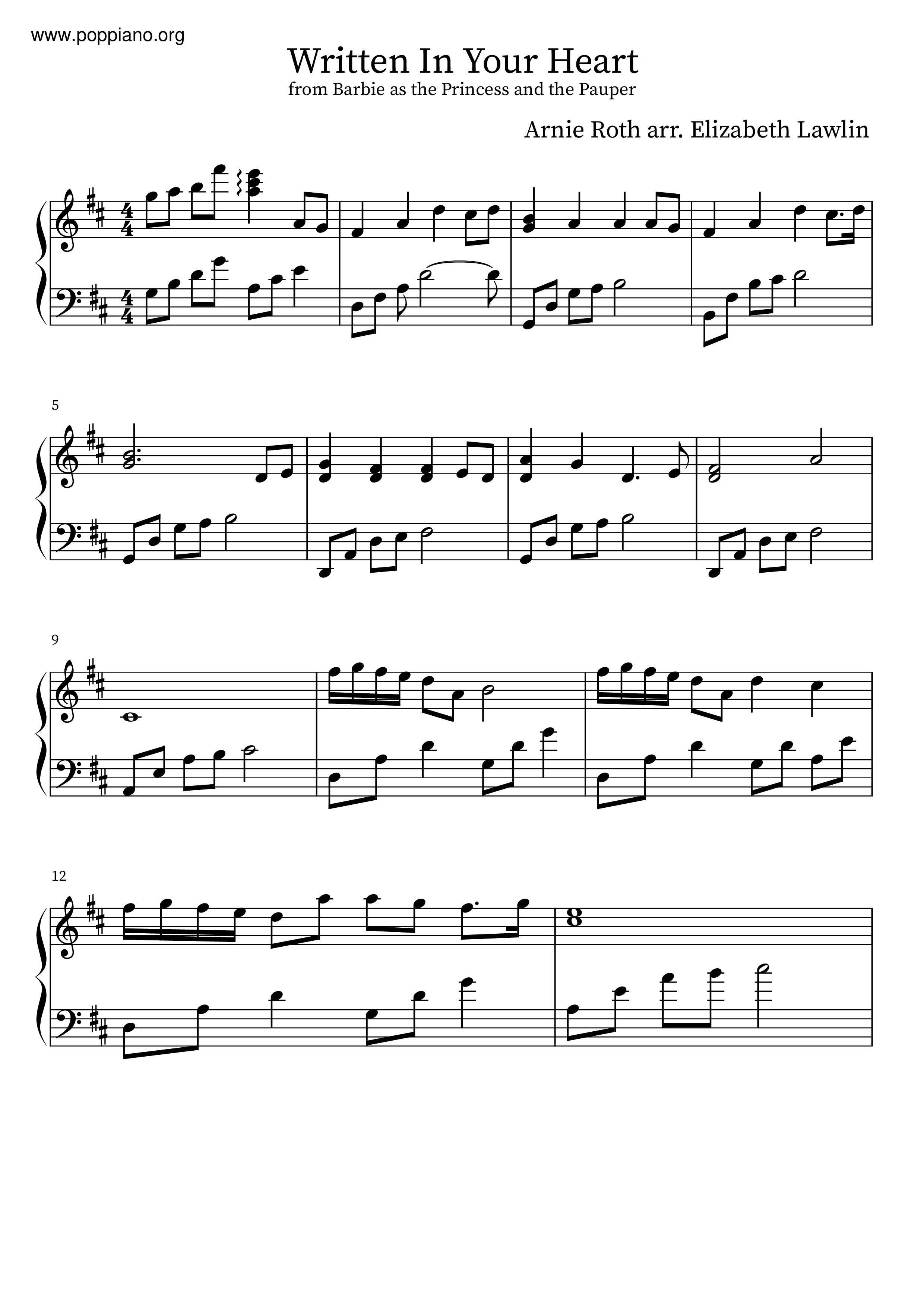 Written In Your Heart Score