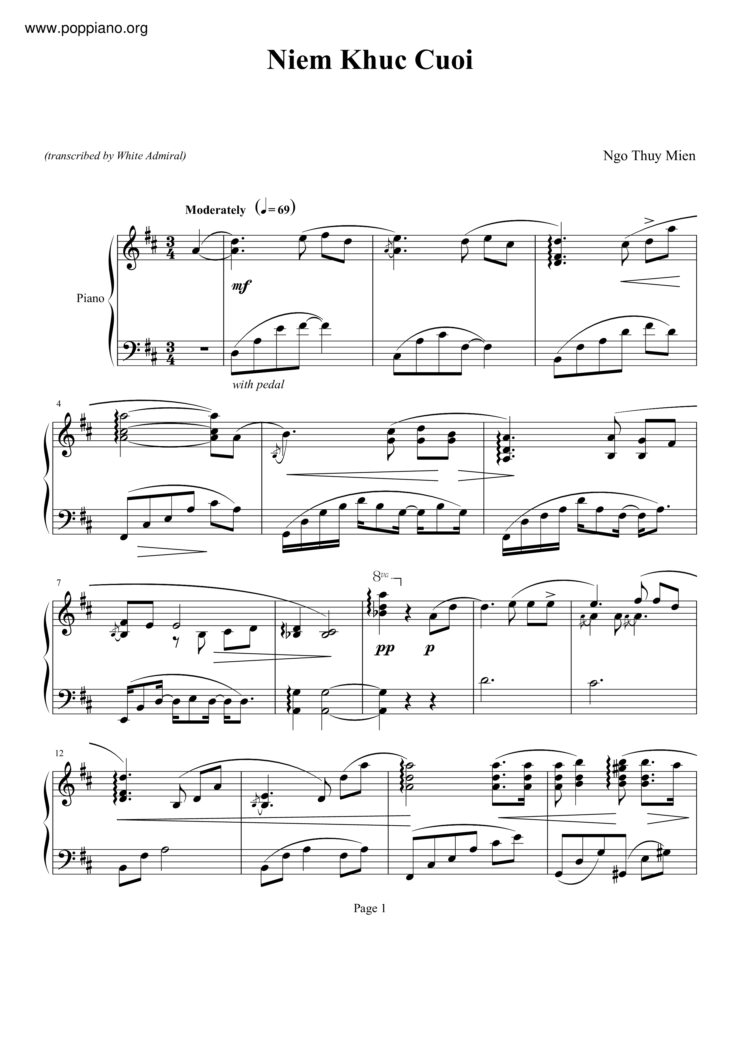 Niem Khuc Cuoi Score
