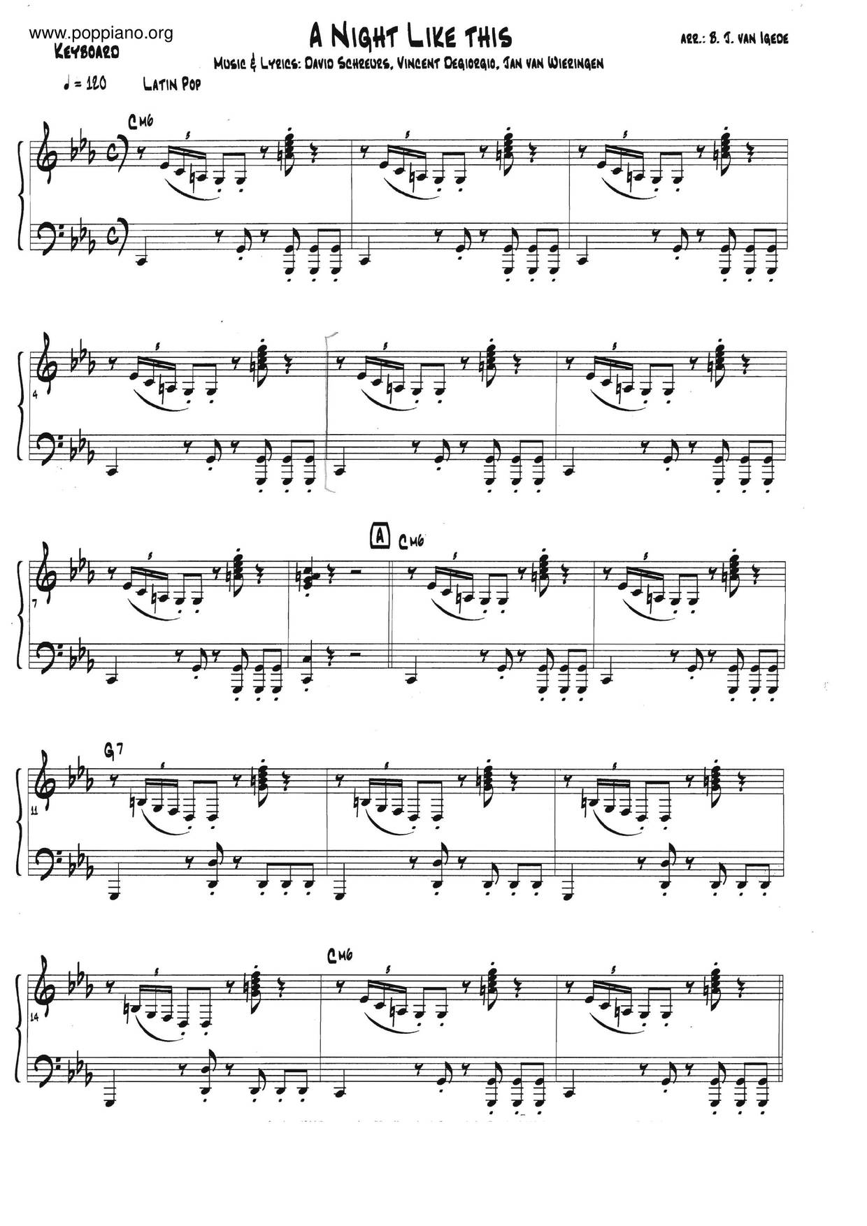 A Night Like This Score
