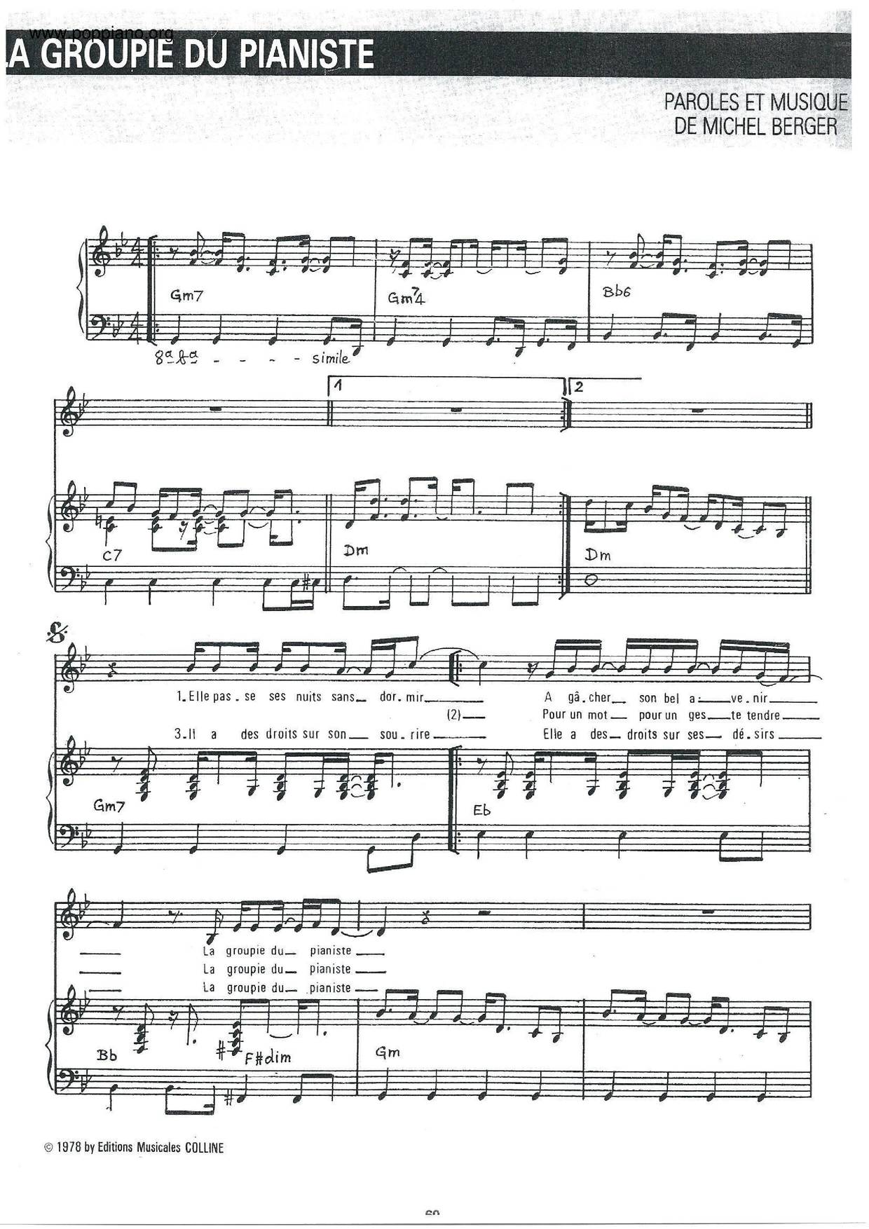 La Groupie Du Pianiste Score
