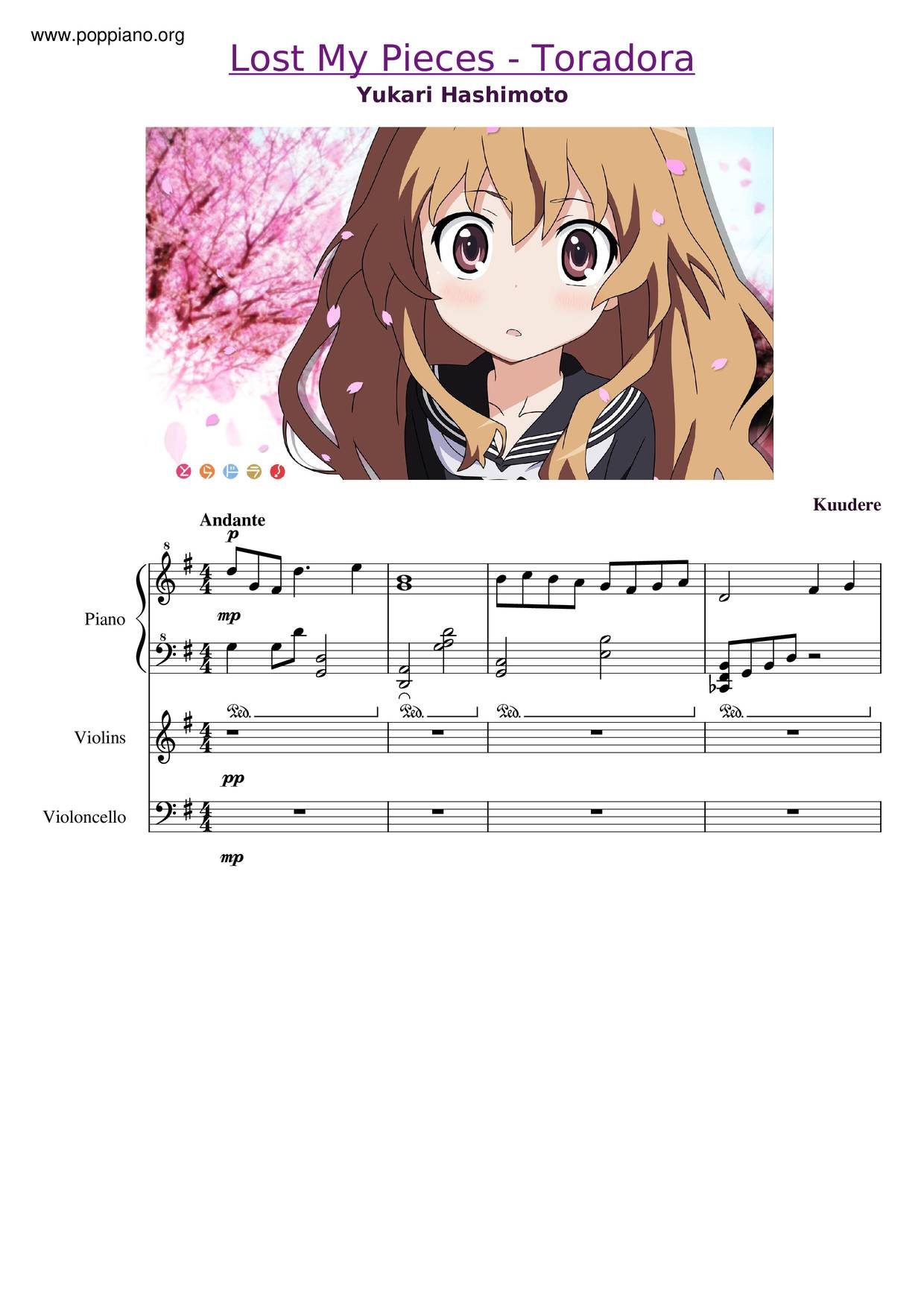 Toradora Ost - Lost My Piecesピアノ譜