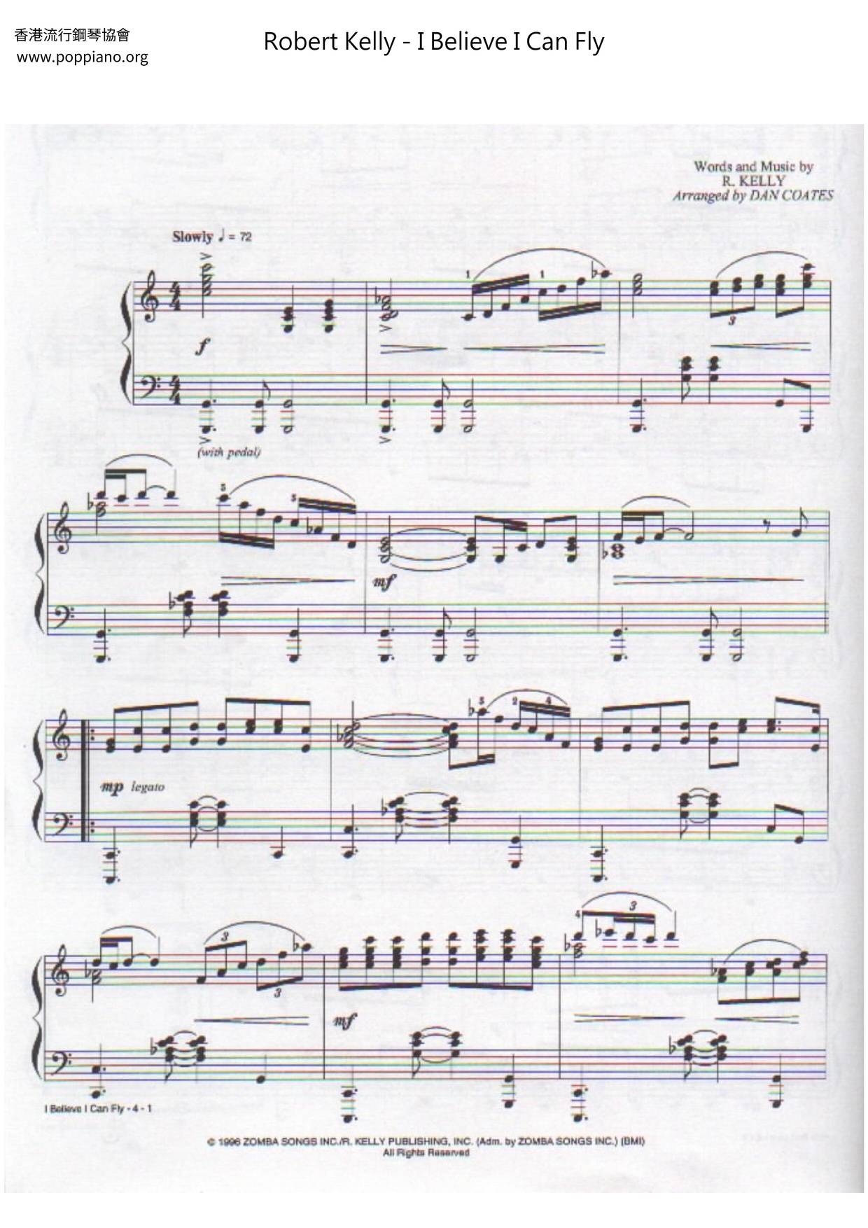 I Believe I Can Fly Score