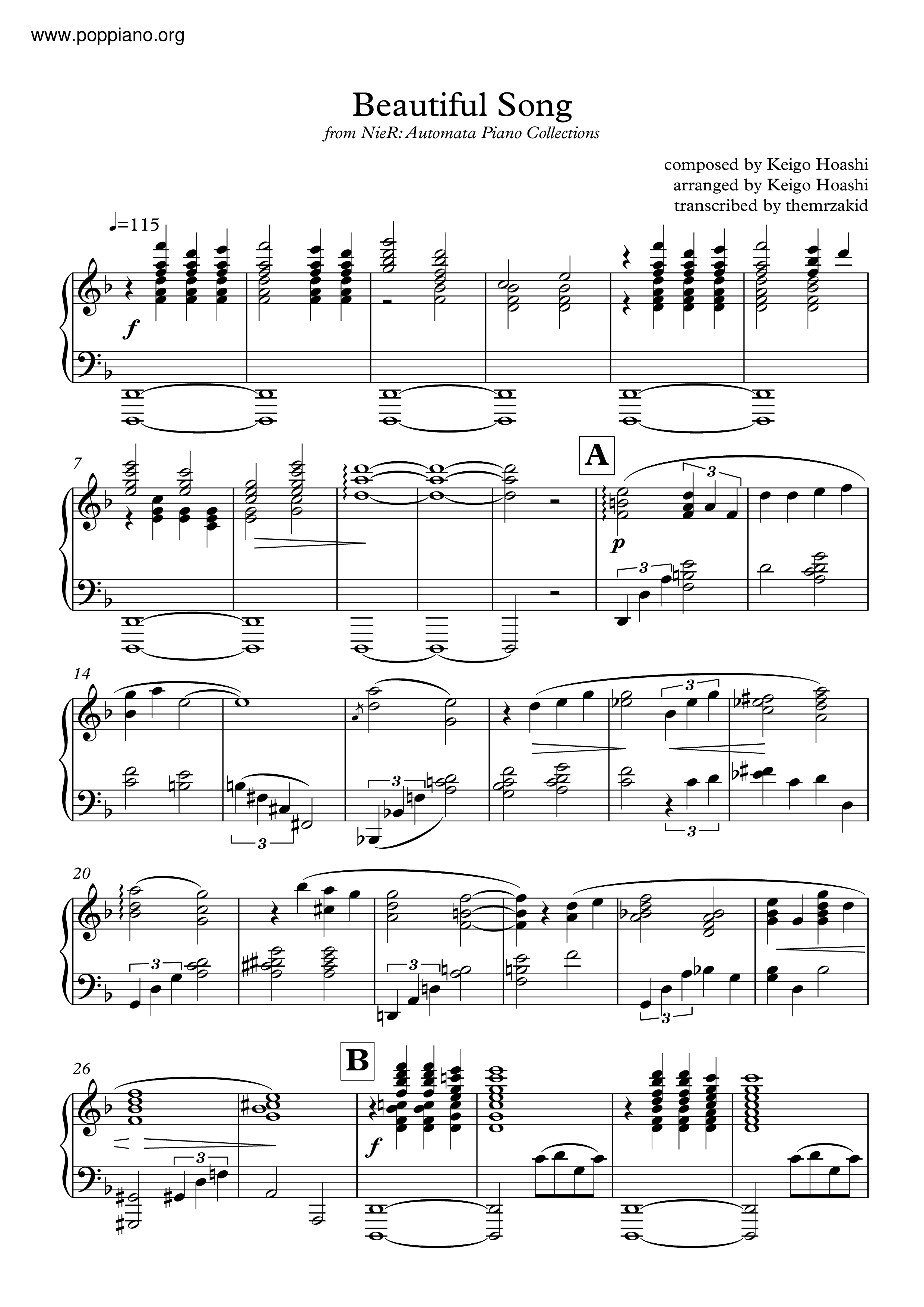 Nier Automata - Beautiful Song Score