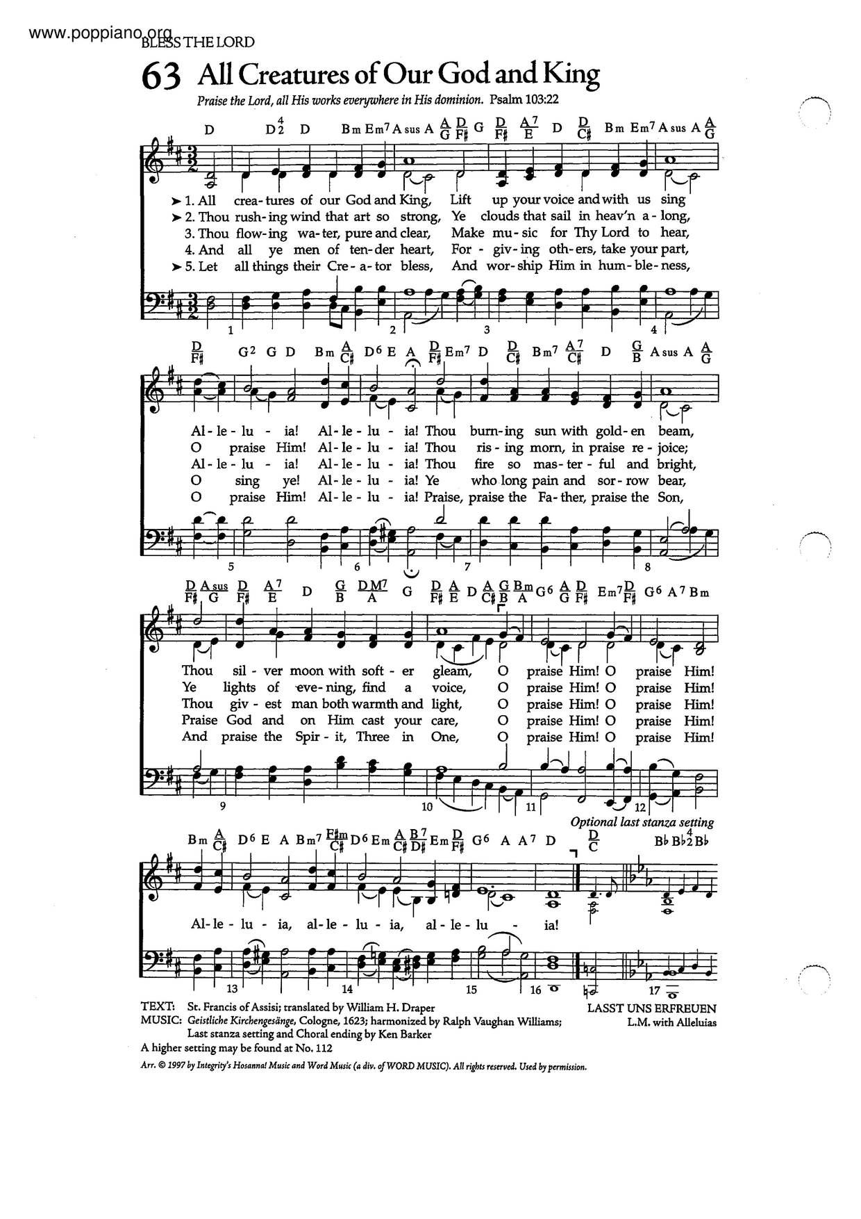 All Creatures Of Our God And King Score