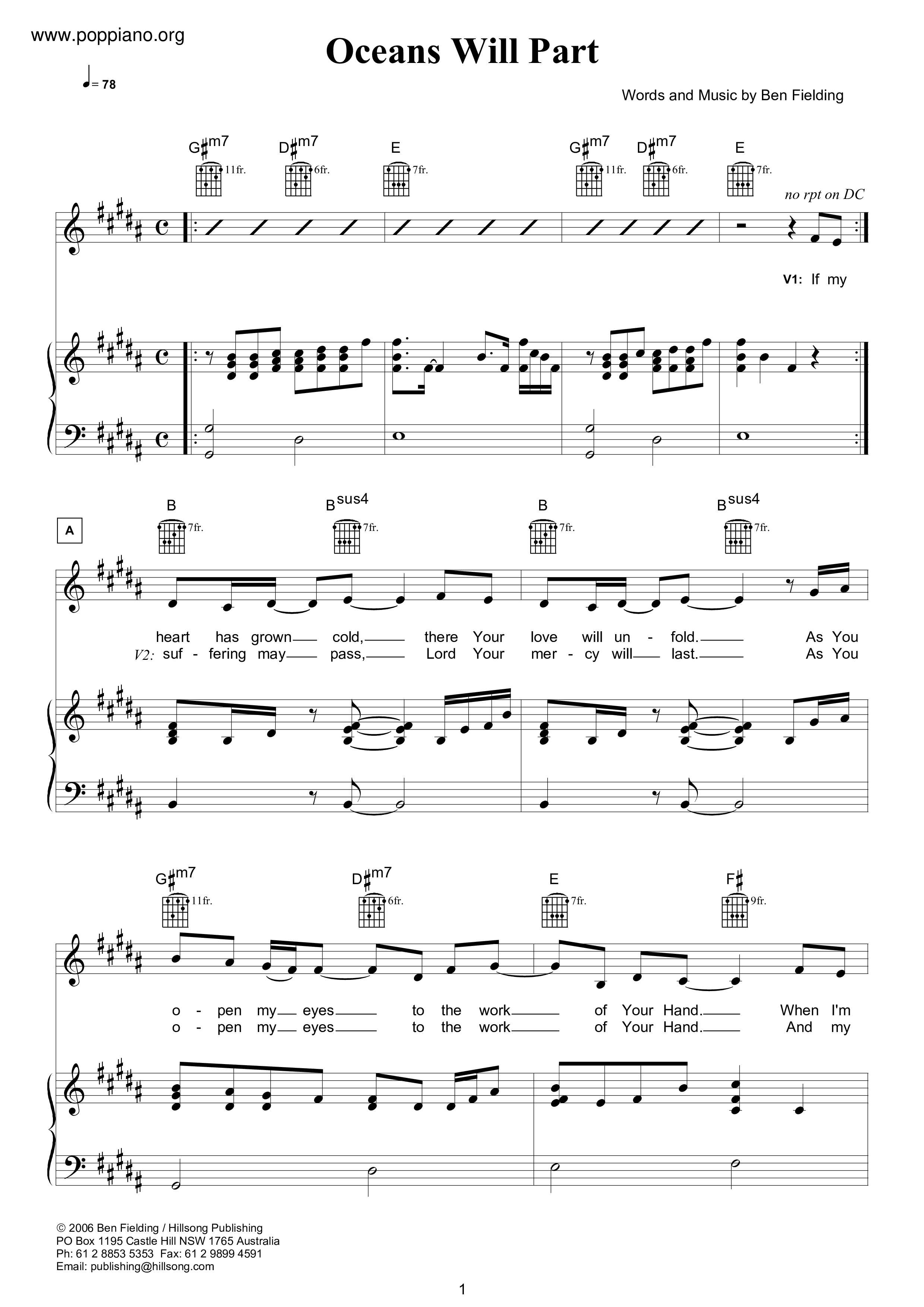 Ocean Will Part Score