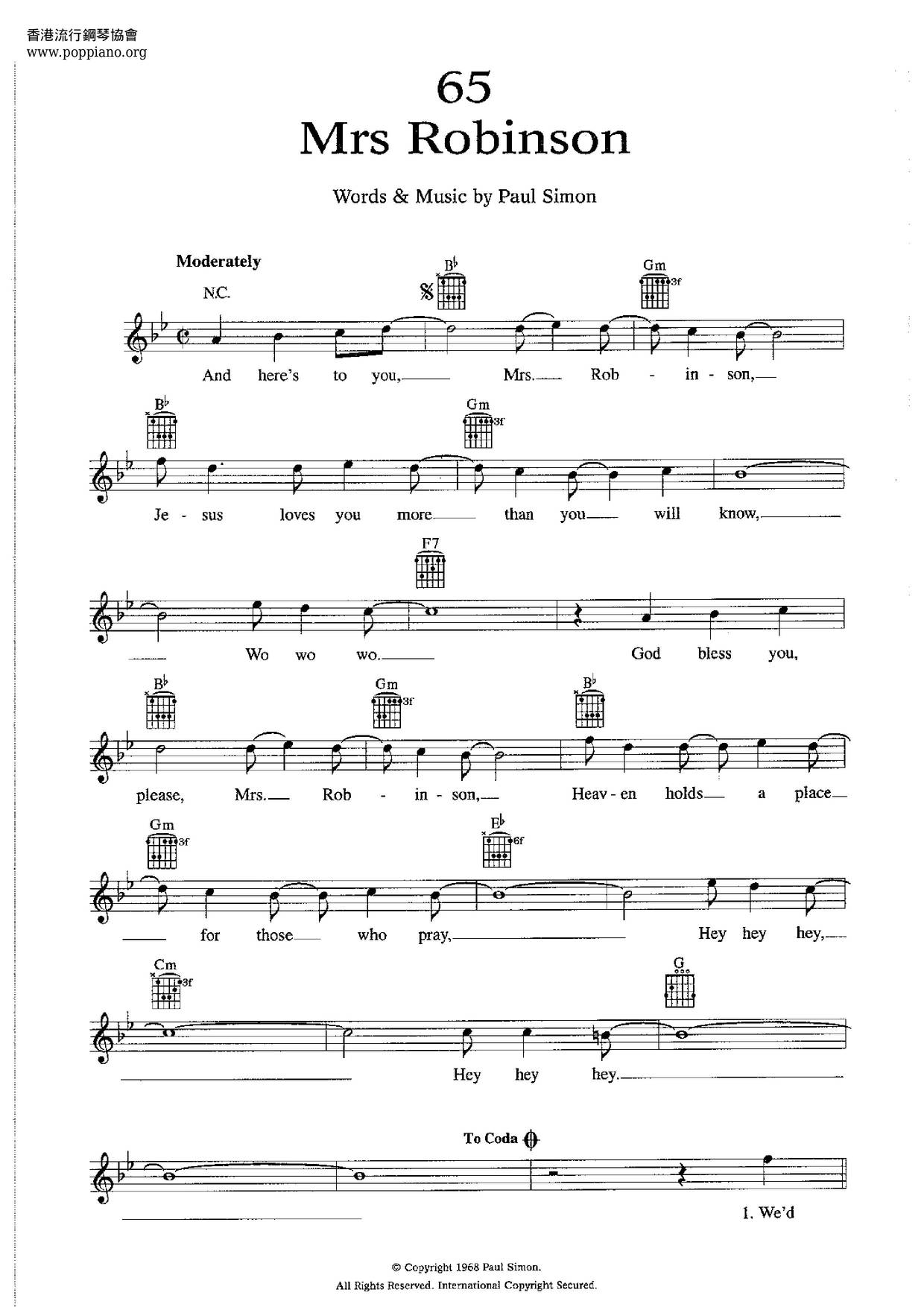 Mrs. Robinson - From The Graduate Soundtrack Score