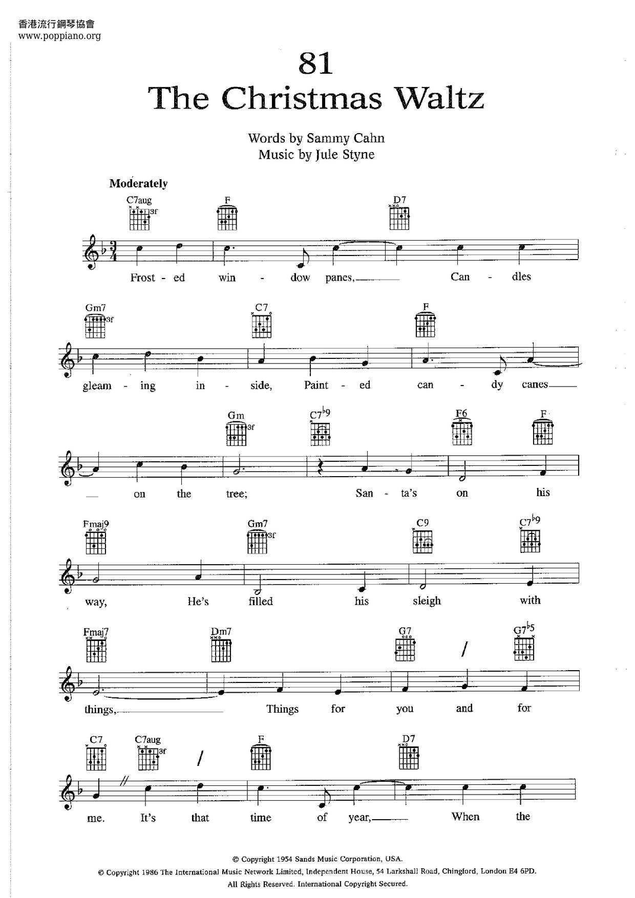 The Christmas Waltz Score