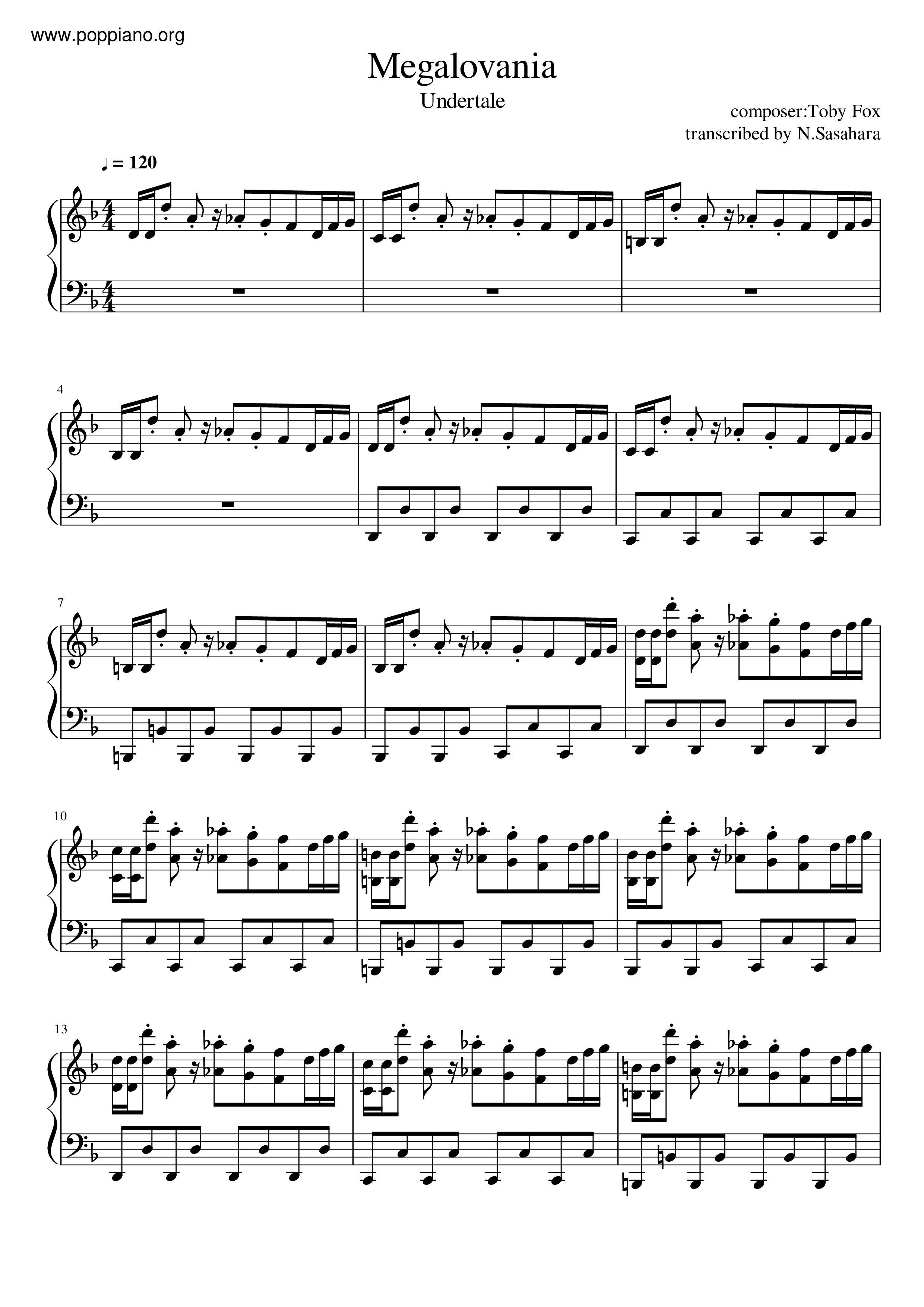 Play Megalovania (Undertale) Music Sheet