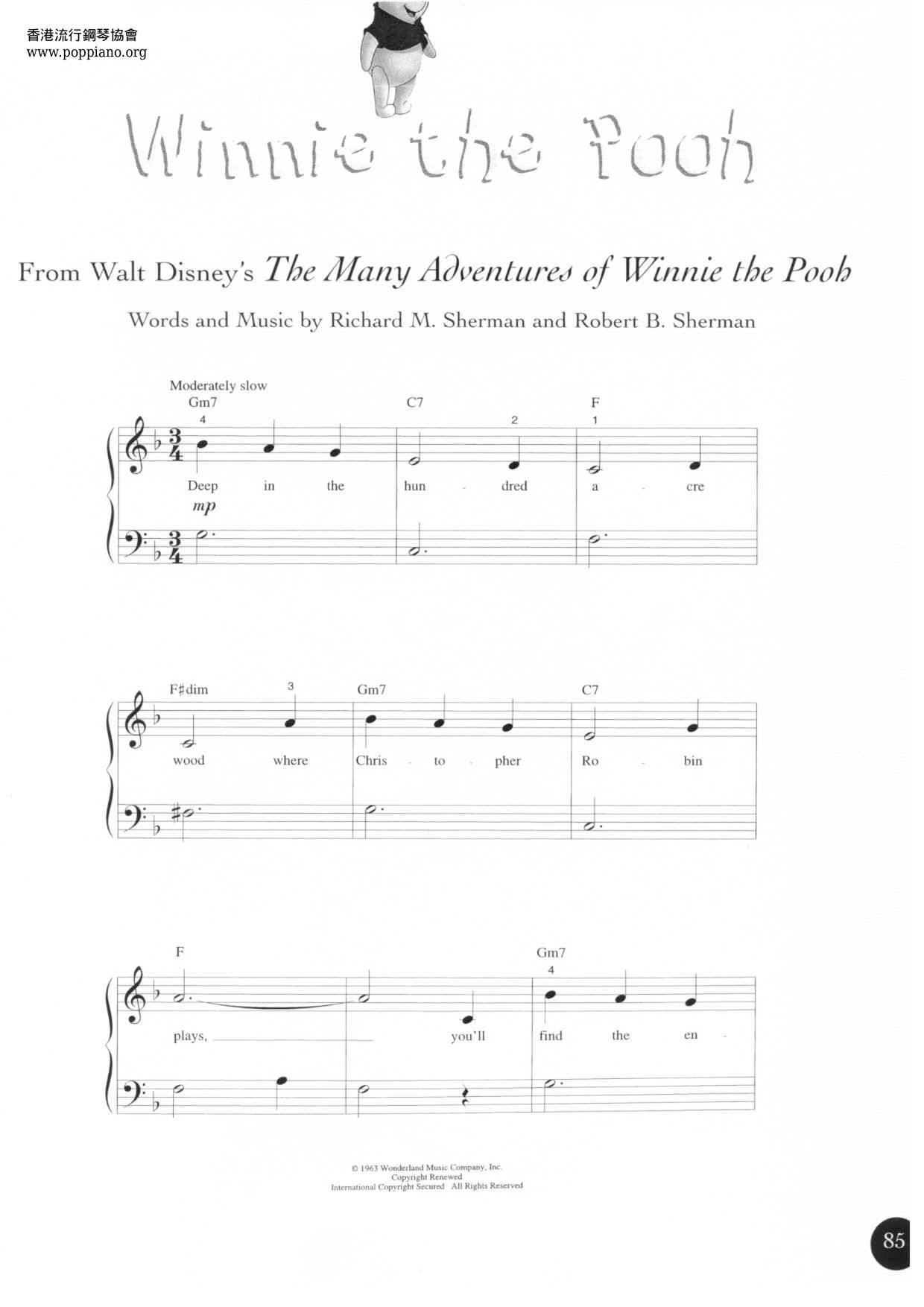 Winnie The Poohピアノ譜