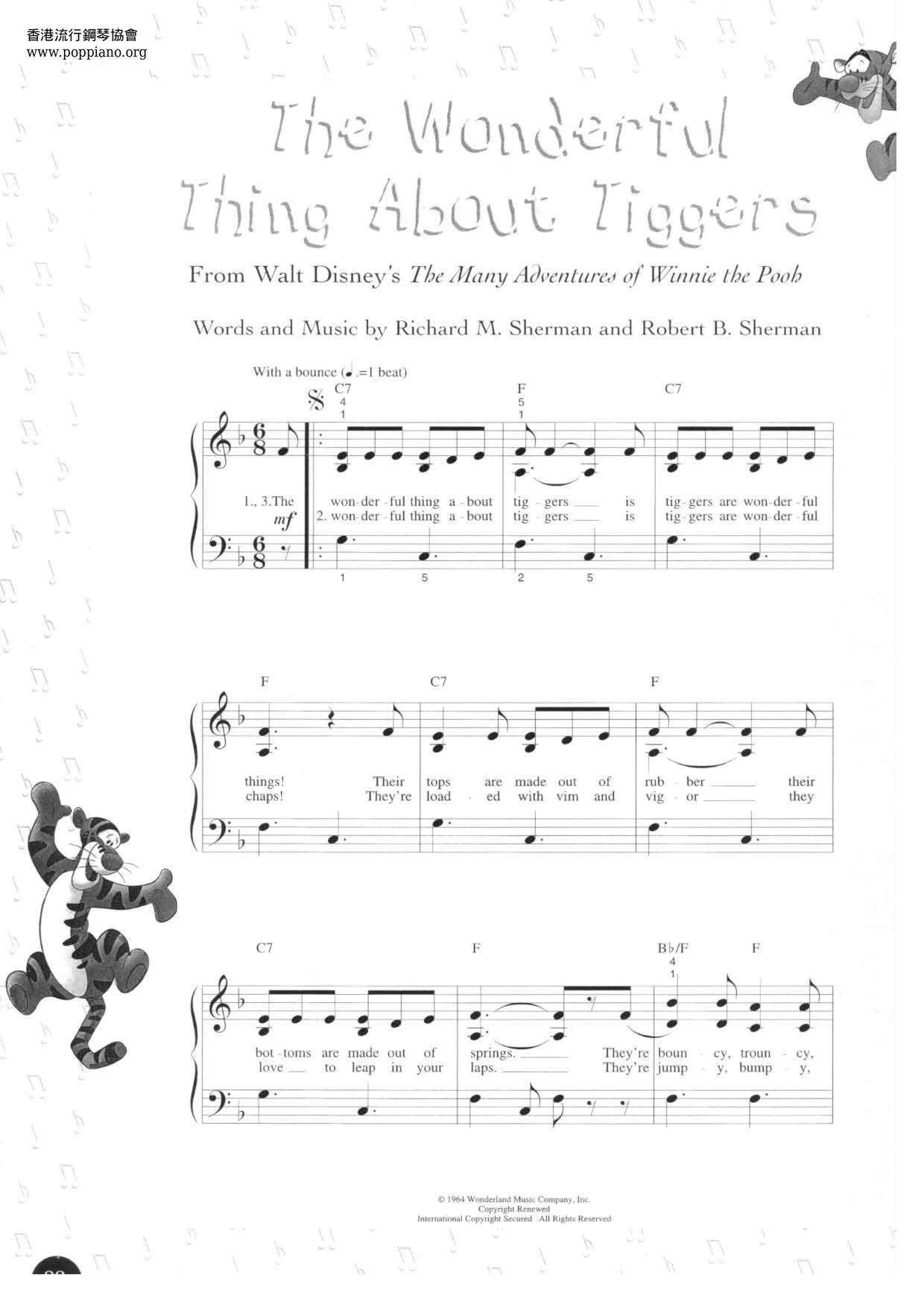 Winnie The Pooh - The Wonderful Thing About Tigers琴谱