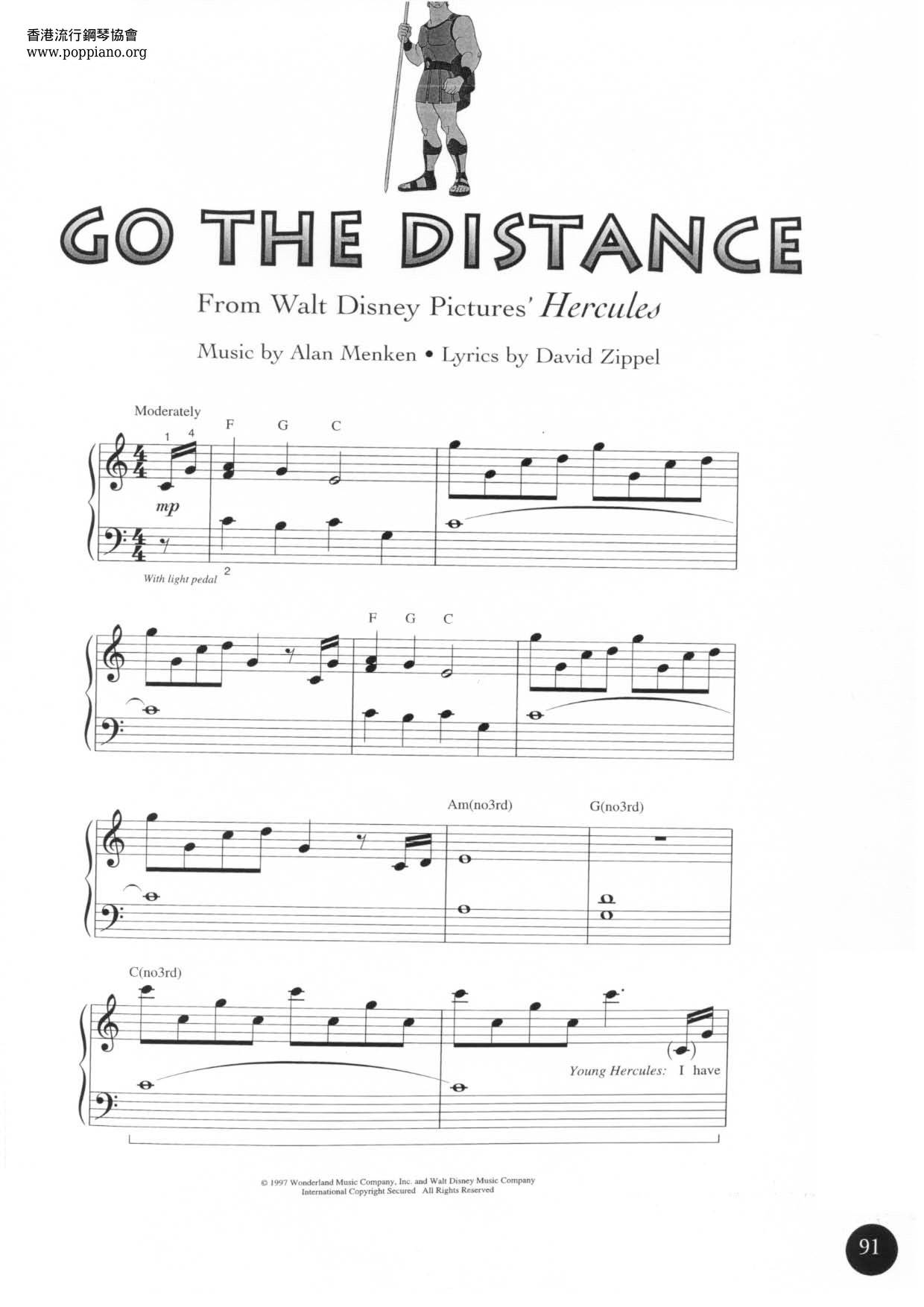Hercules - Go The Distanceピアノ譜