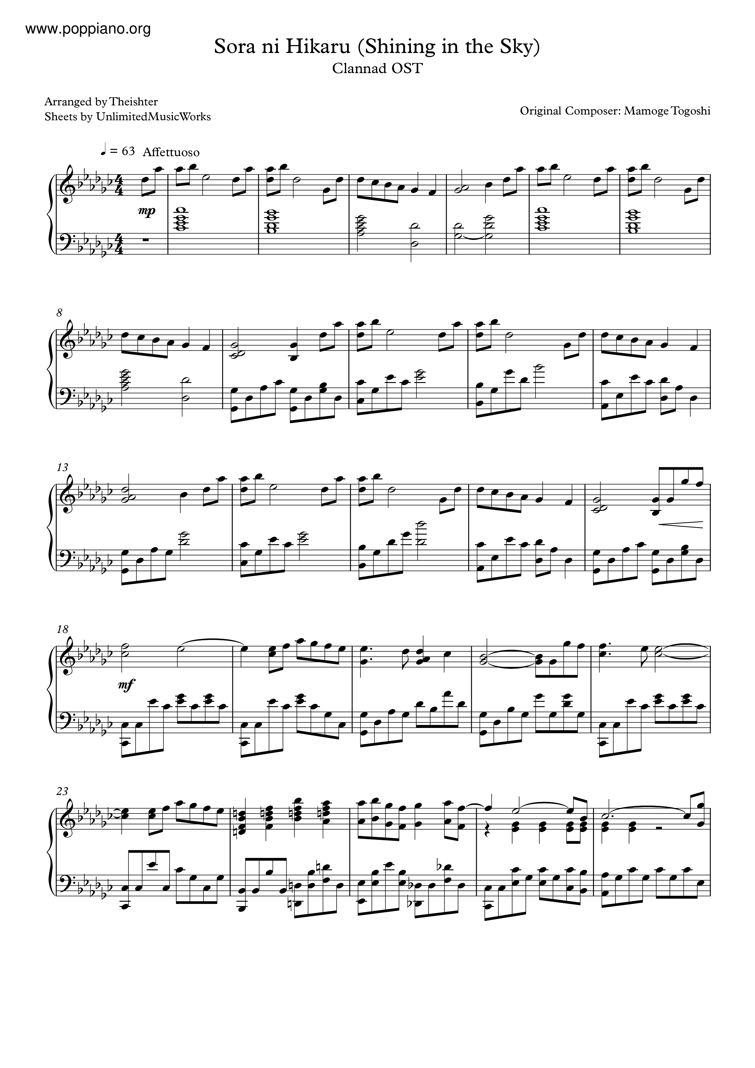 Clannad Sheet Music sheet music  Play, print, and download in PDF