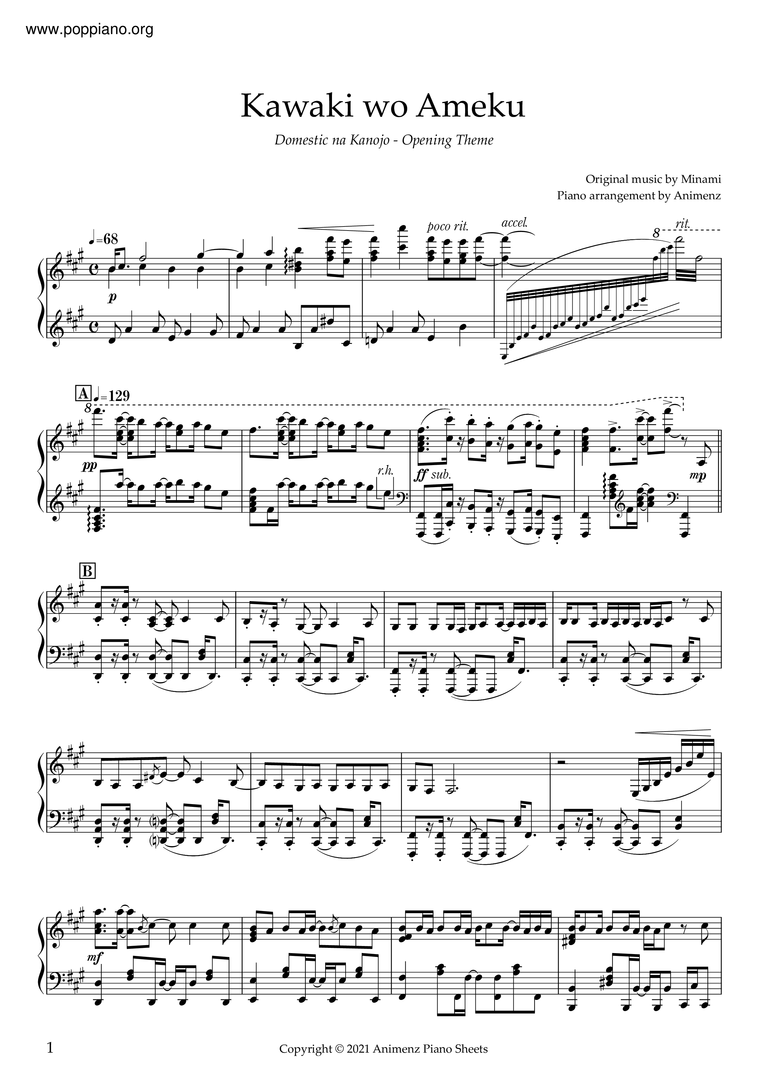 Crying For Rain Score