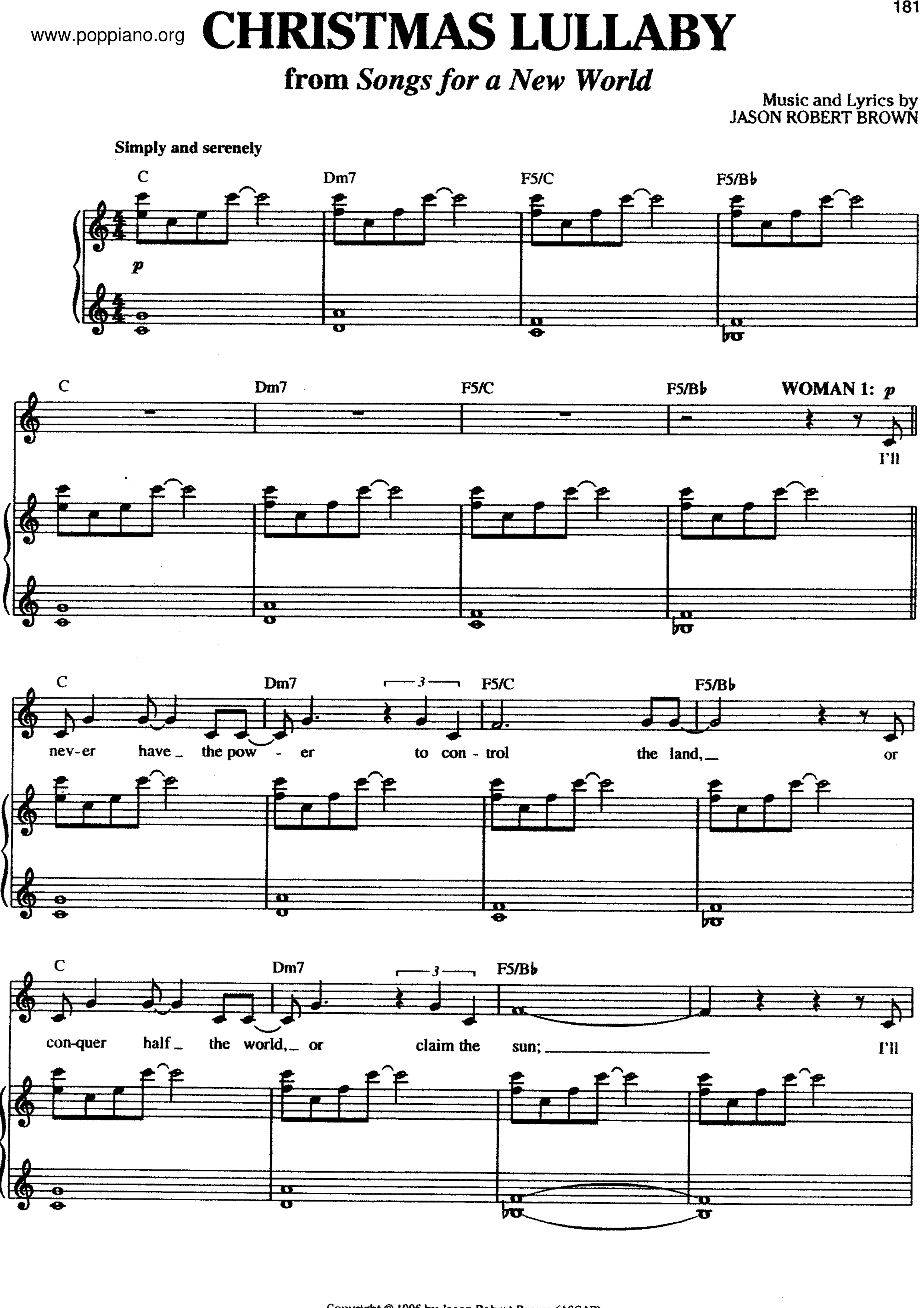 Songs For a New World - Christmas Lullaby琴谱