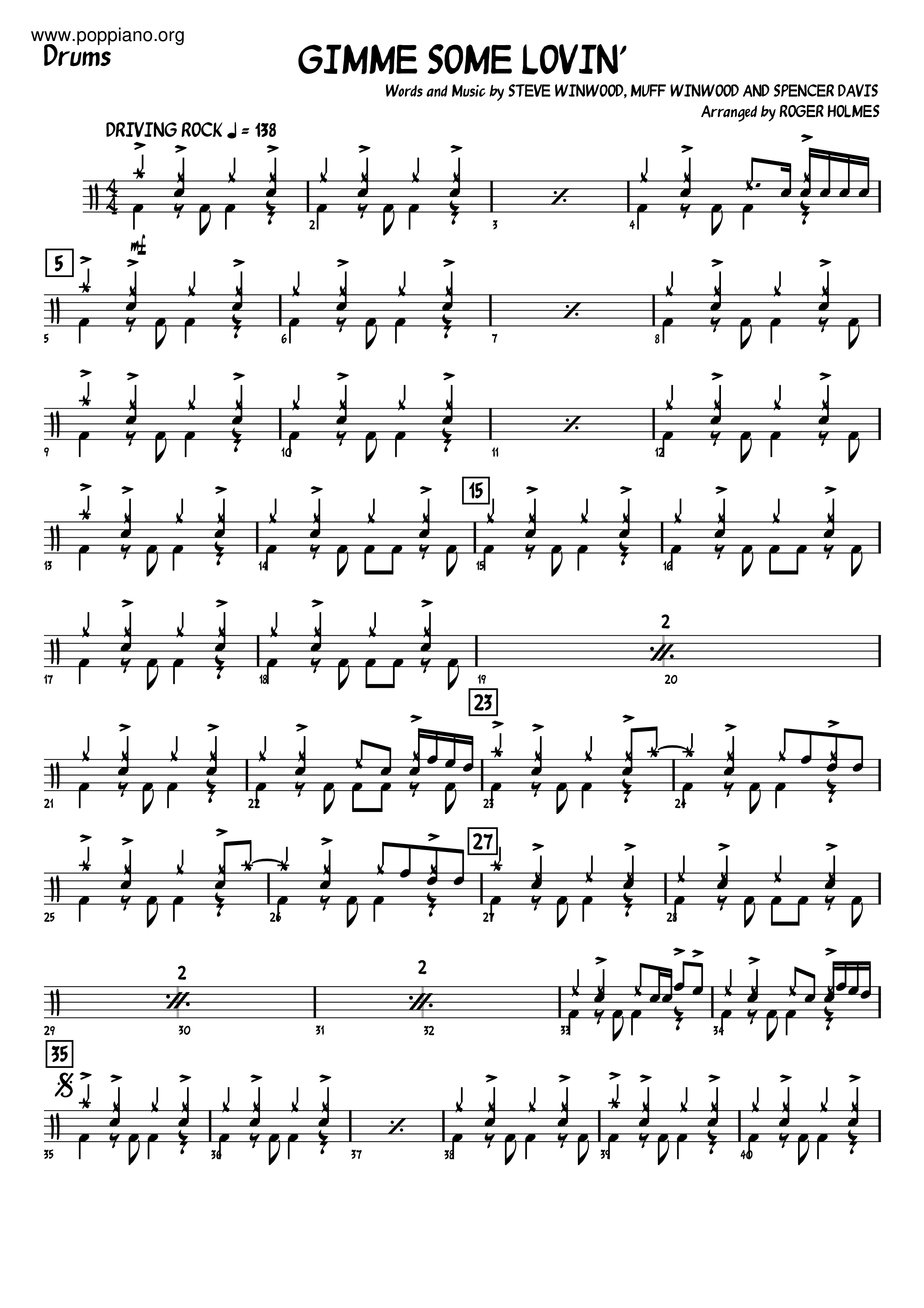 Gimme Some Lovin' Score