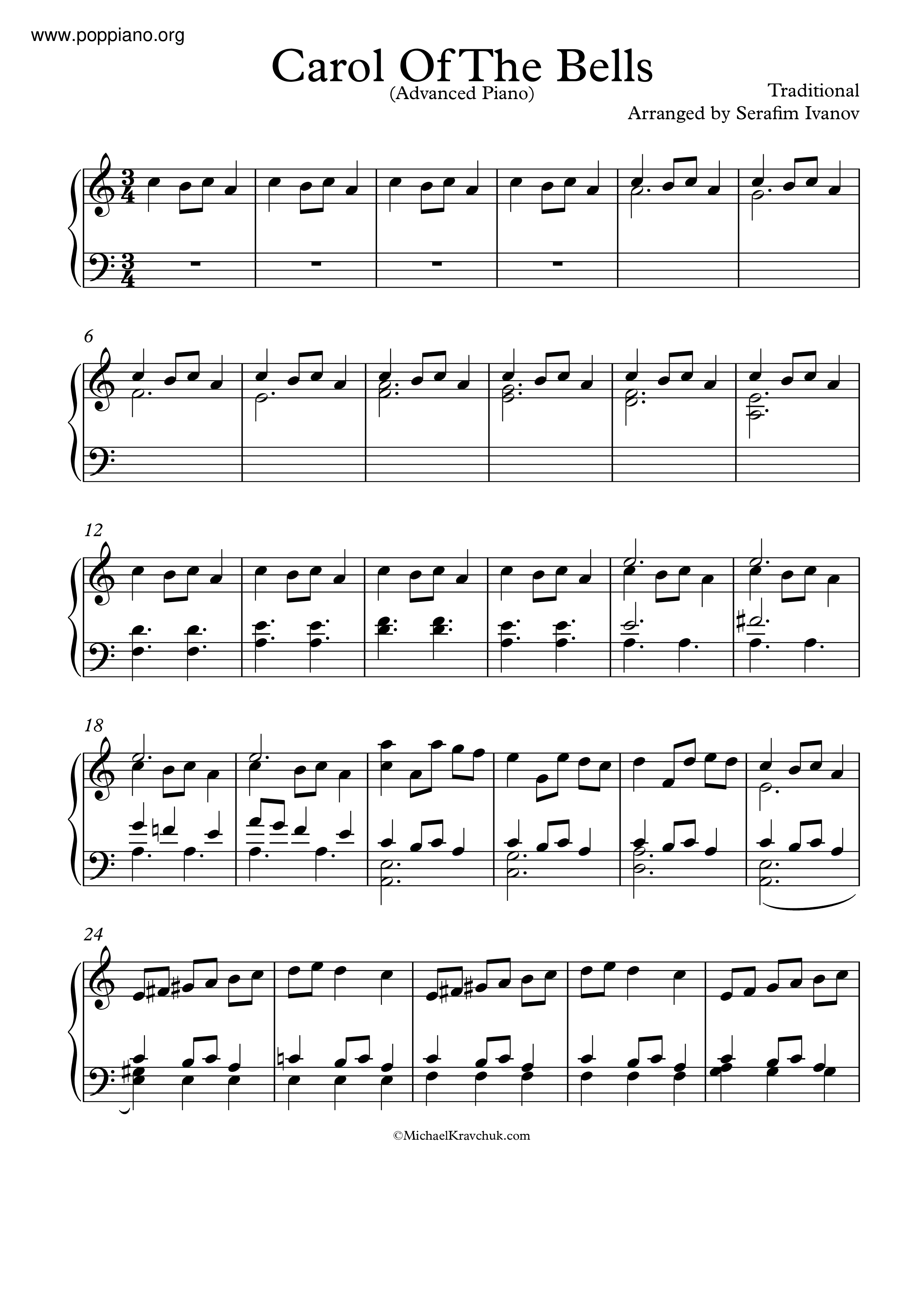 Carol Of The Bells Score