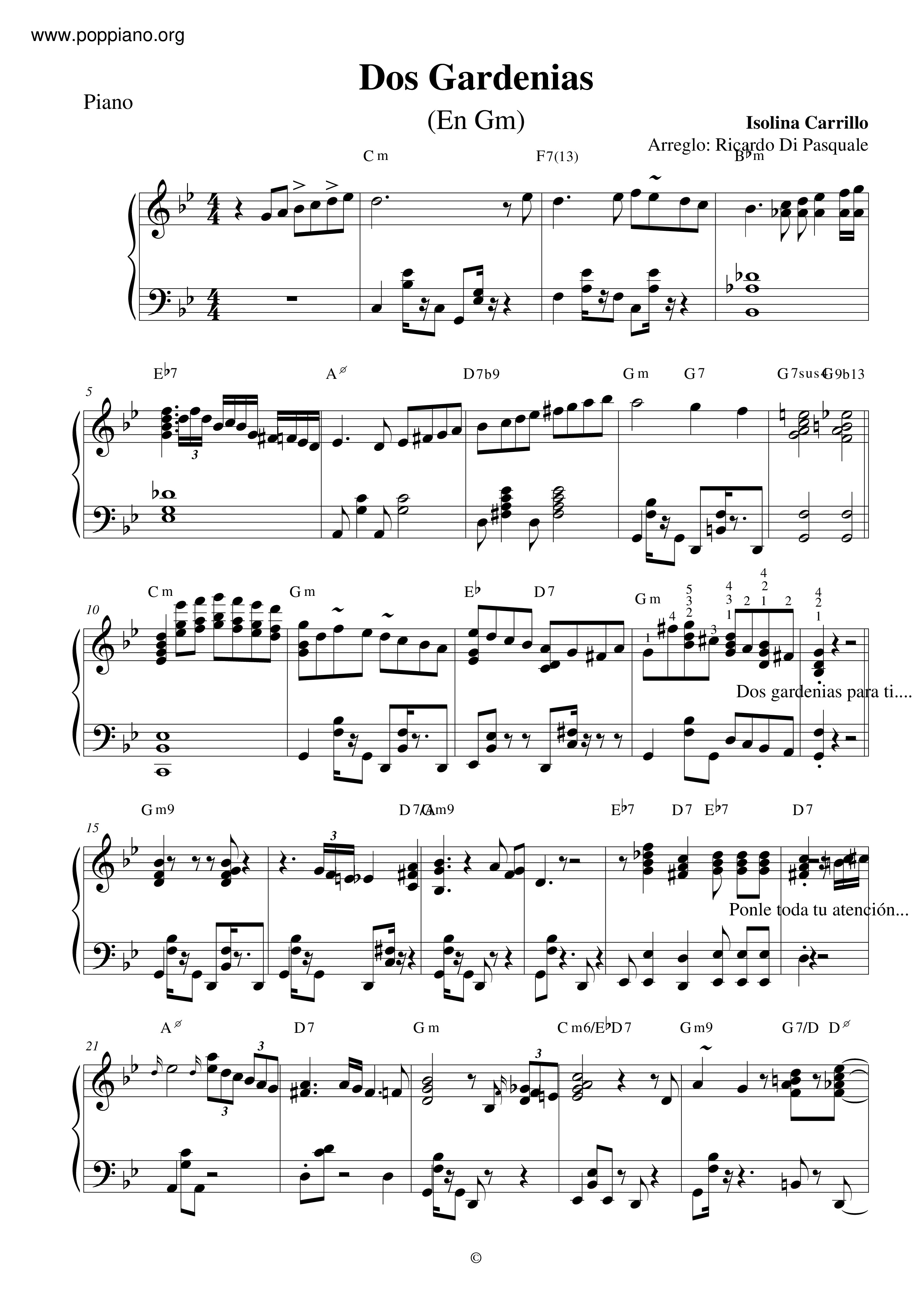 Dos Gardenias Score