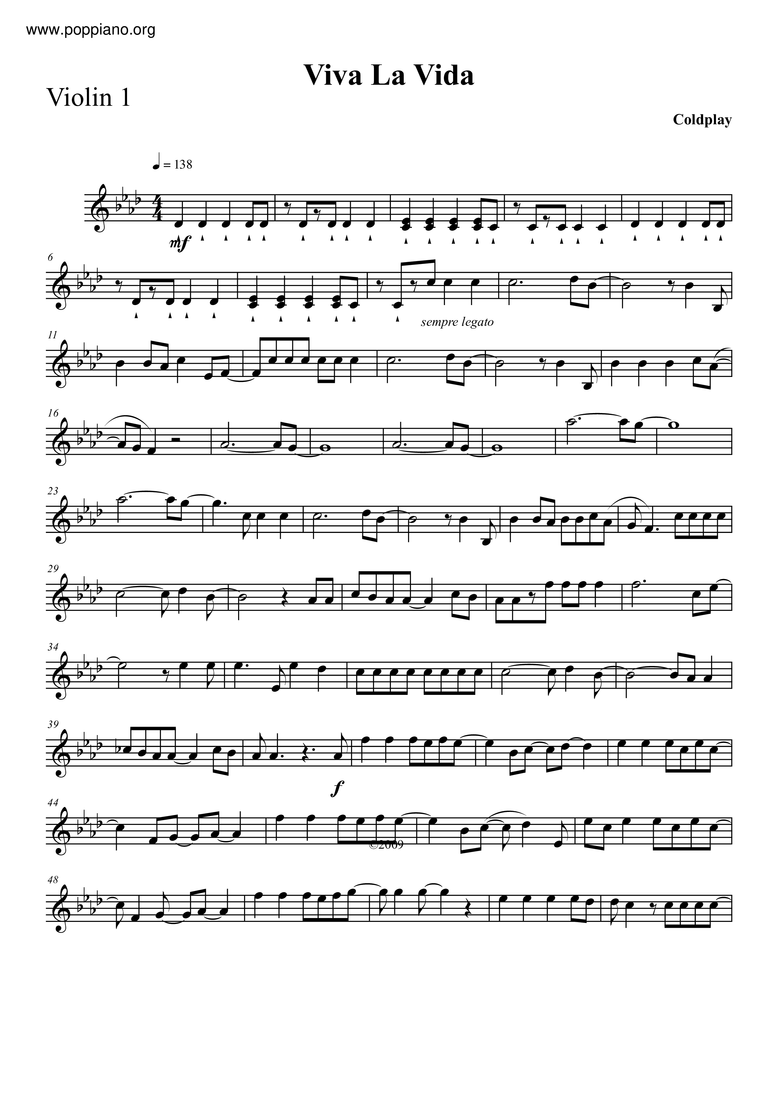 Viva La Vida Score