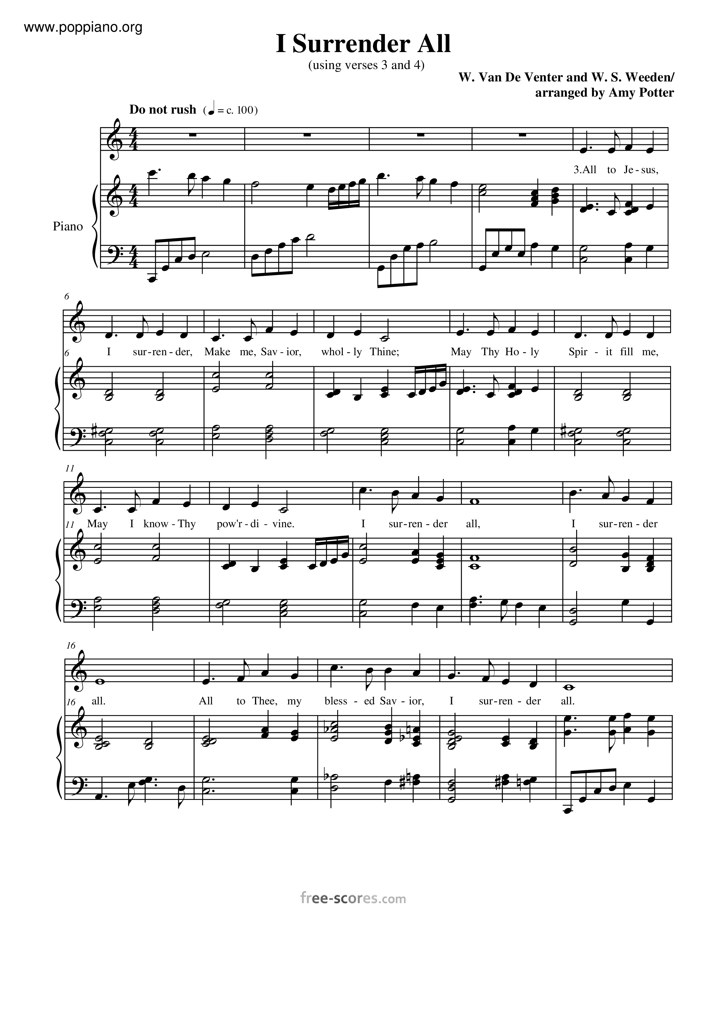 I Surrender All Score