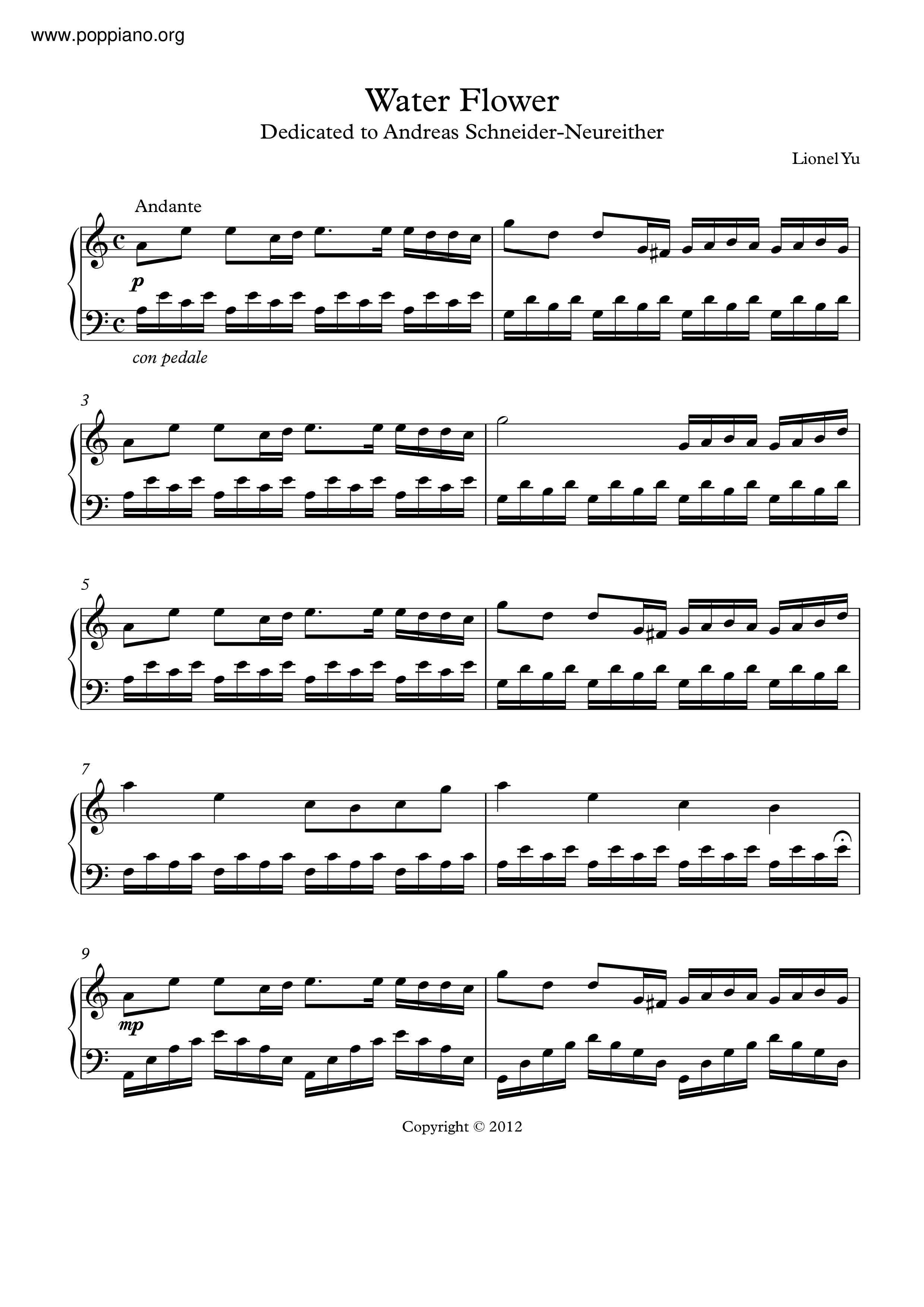 Lionel YuWater Flower Sheet Music pdf, Free Score Download ★