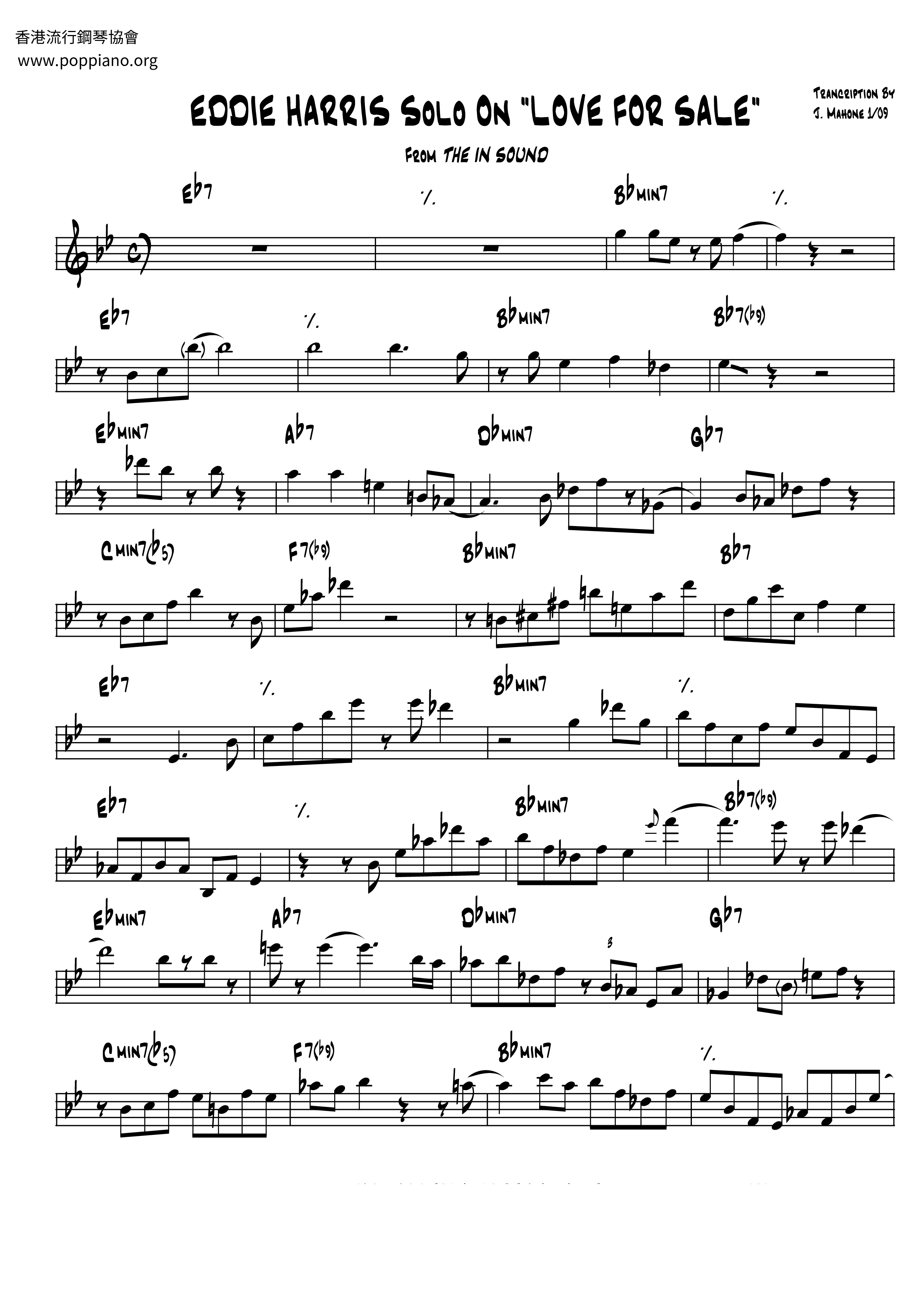 Love For Sale Score