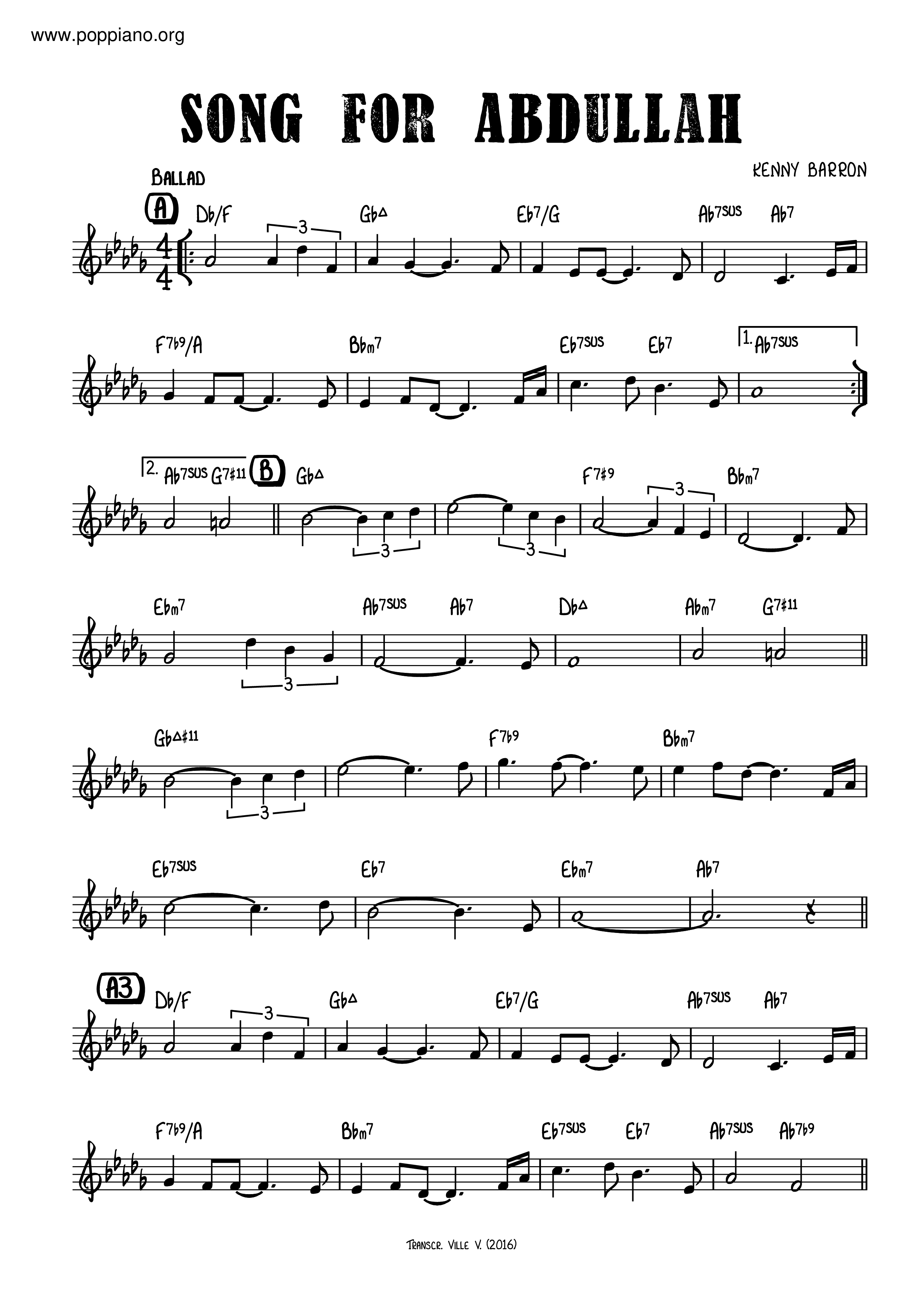 Song For Abdullahピアノ譜