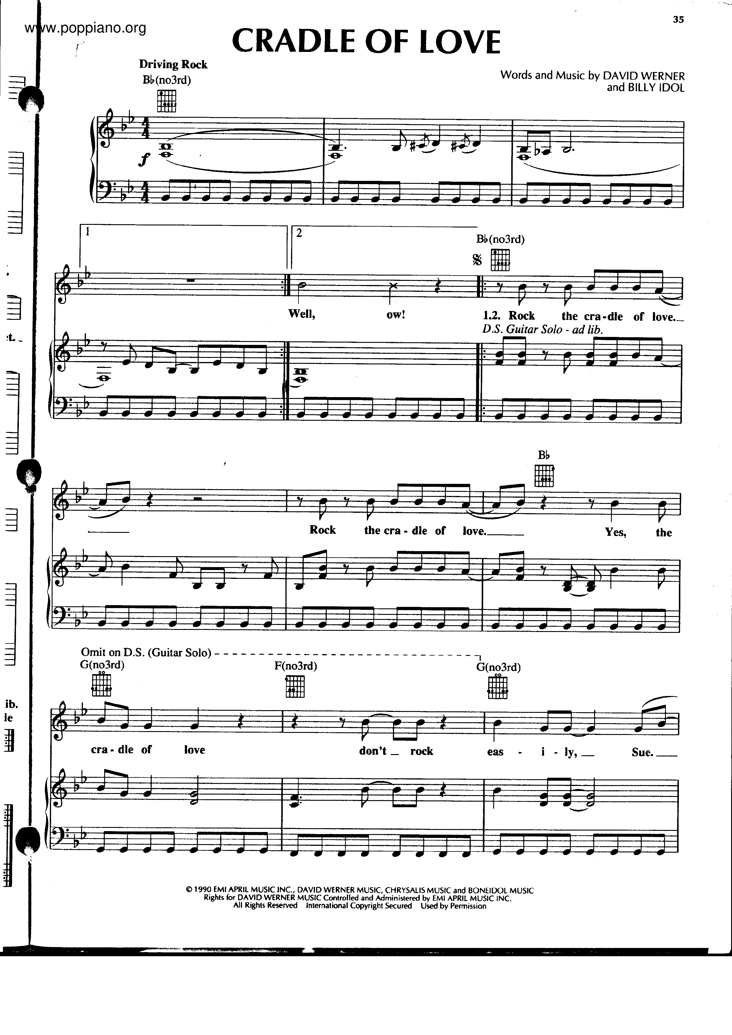 Cradle Of Love Score