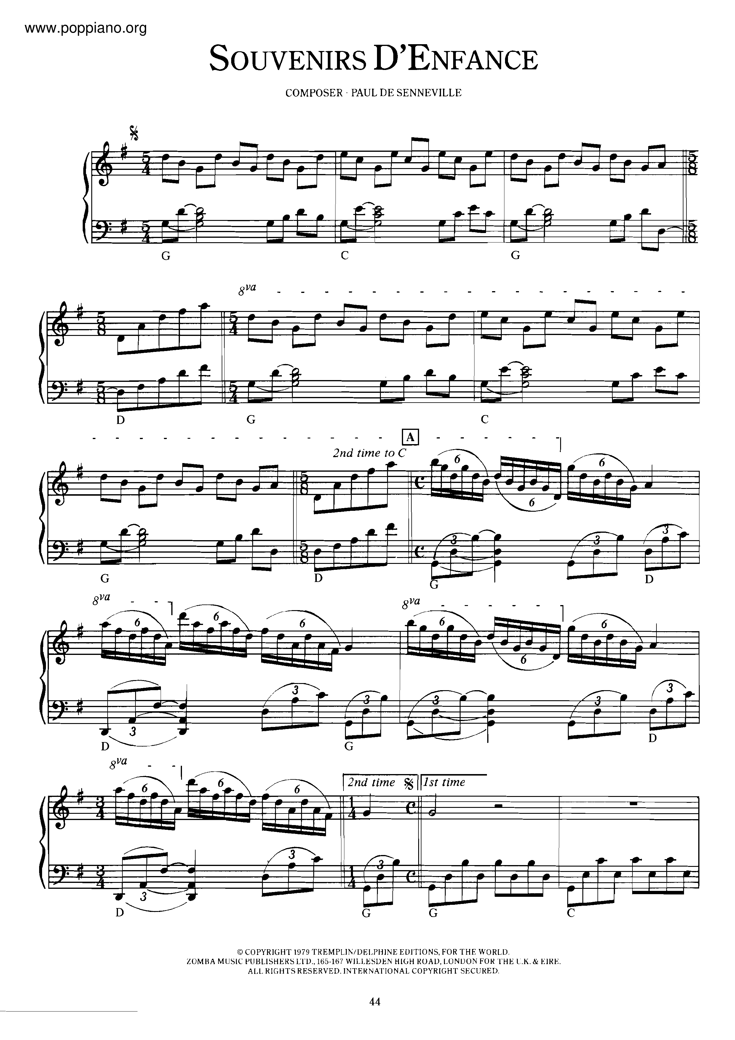 Souvenir D'enfance 愛的克麗斯汀 Score